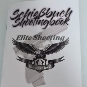 Schiessbuch von Elite Shooting, Titelseite mit Adlerlogo und Namensfeld