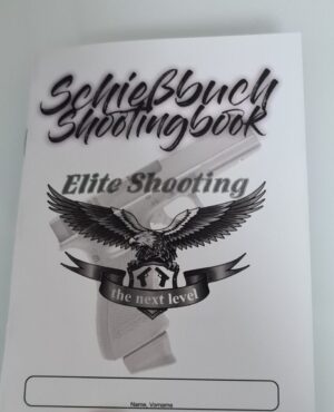 Schiessbuch von Elite Shooting, Titelseite mit Adlerlogo und Namensfeld