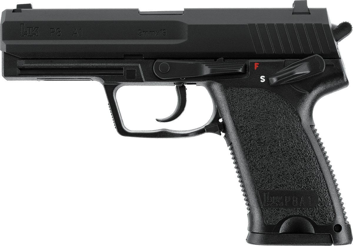 Komplettpaket Heckler & Koch P8 A1 Airsoft Gas: Pistole, Ersatzmagazin, Gas und BBs