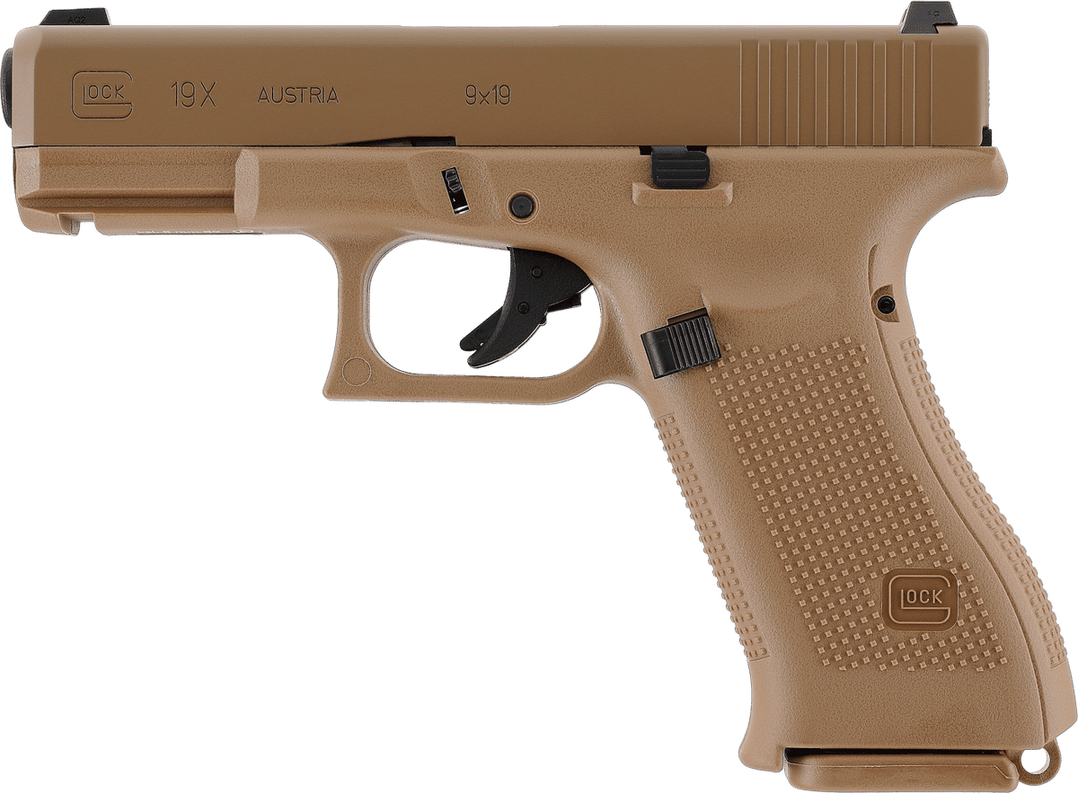 GLOCK 19X Coyote Airsoft Gaspistole, 6 mm BB, Green Gas, Blowback