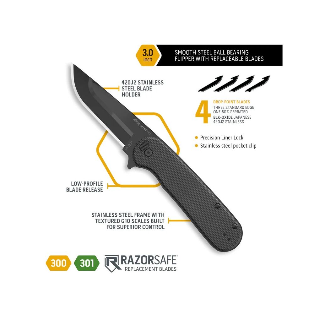 Outdoor Edge RAZOR VX3 Klappmesser mit Wechselklingen Schwarz – Bild 4