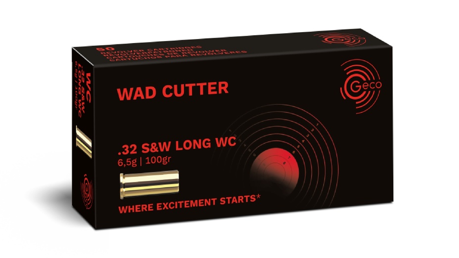 GECO .32 S&W long WC Wad Cutter 6,5g/100gr, 50 Stück