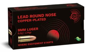 GECO 9 mm Luger Lead Round Nose, copper-plated 8,0g/124gr, 50 Stück