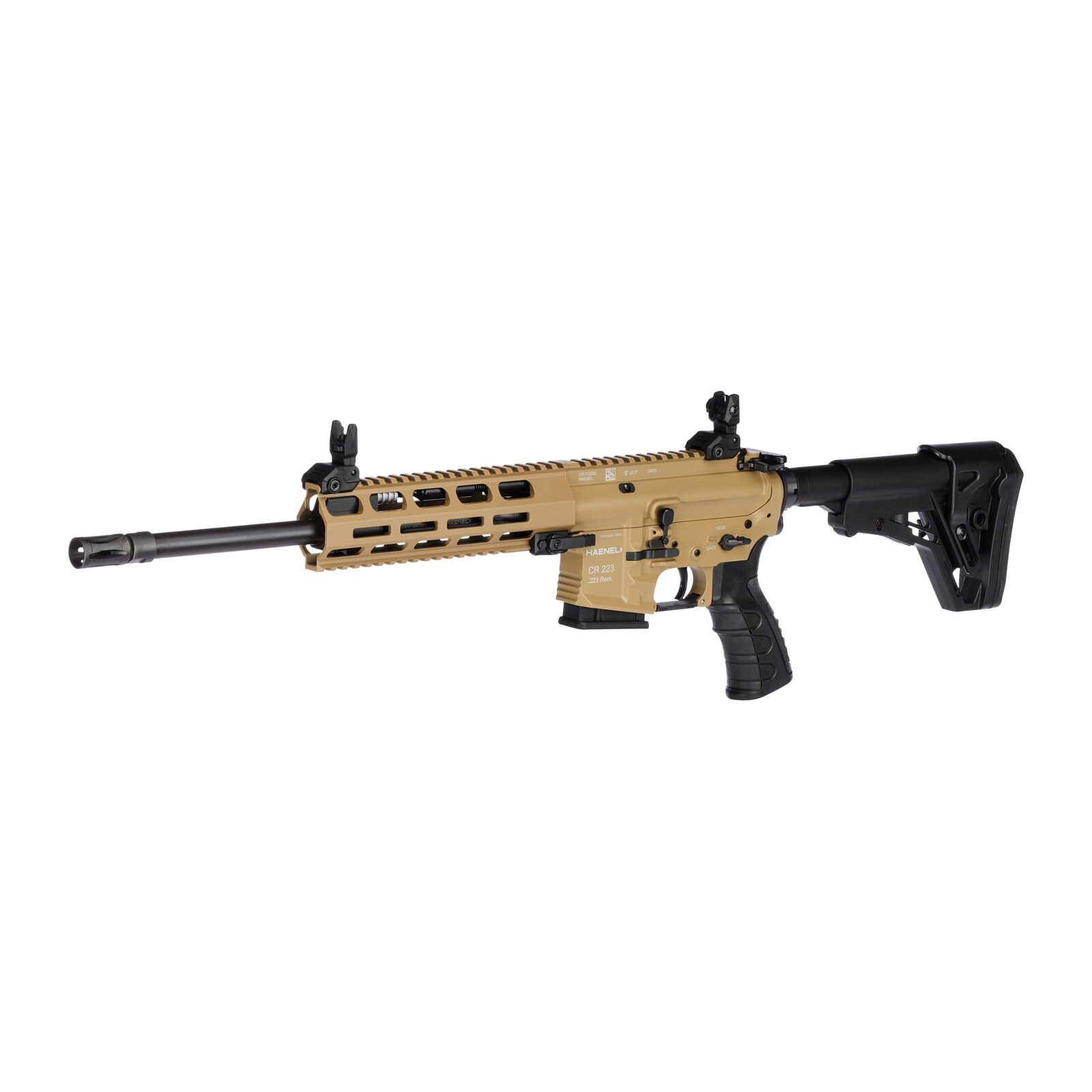 Haenel Selbstladebüchse CR 223 M-LOK Handschutz, .223 Rem., 368 mm, Matchabzug 1500 g, Handschutz kurz, Sandfarben