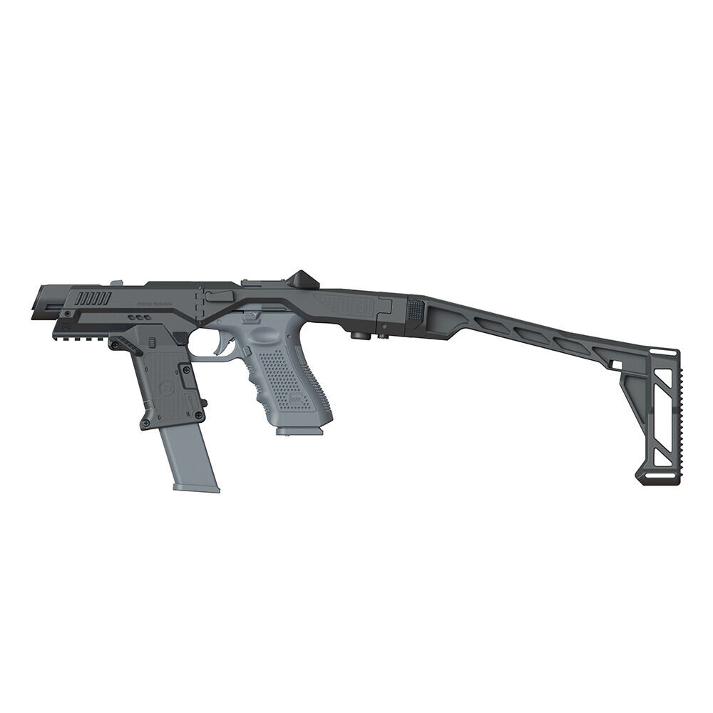 Nano Roni Anschlagschaft mit Vordergriff und Magazinhalter für Glock 17/19/19X/22/23/25/31/32/45, schwarz