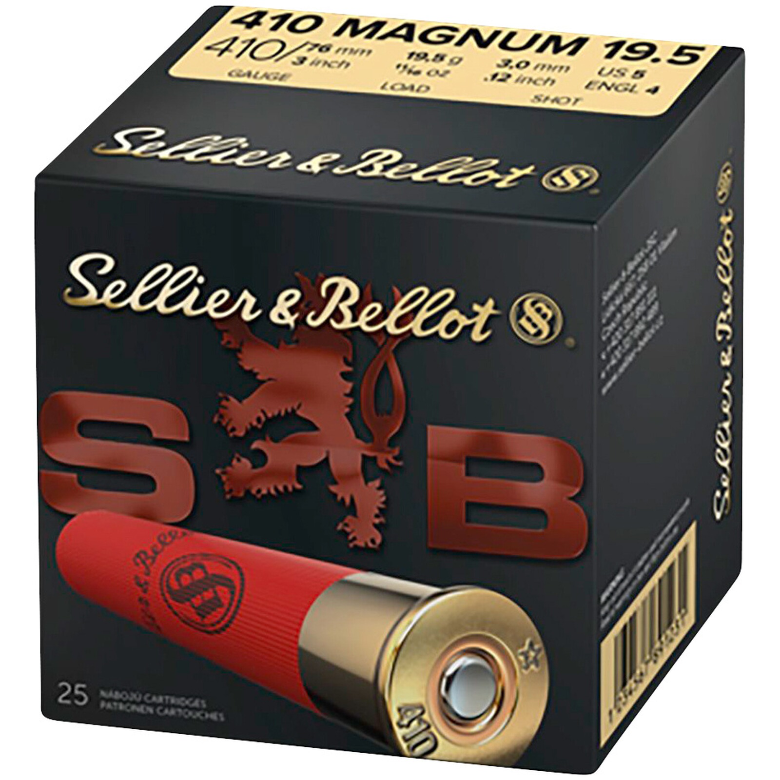 Sellier & Bellot .410/76 Jagd Plastik Magnum 3,0mm 19,5g, 25 Stück
