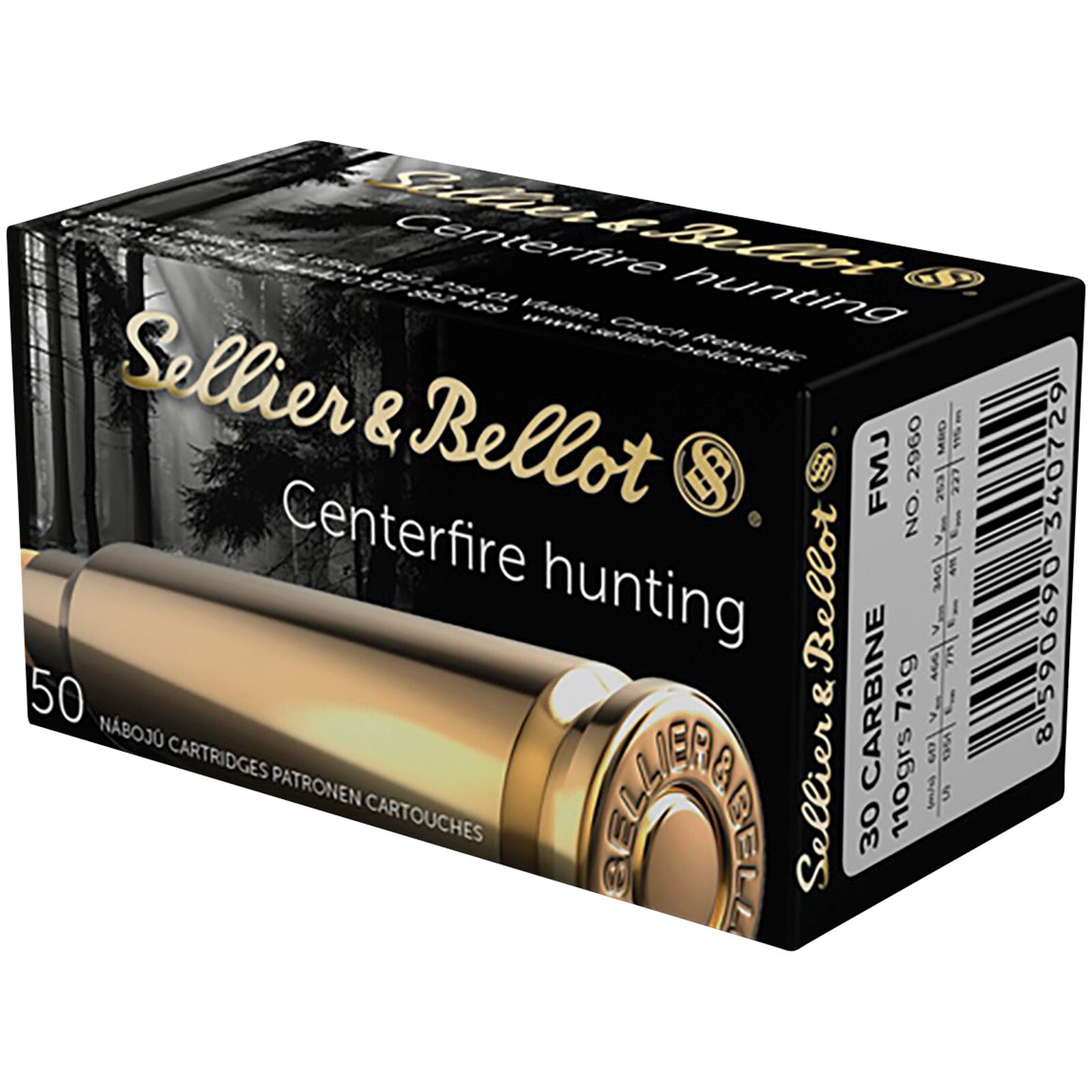 Sellier & Bellot .30 Carbine Vollmantel 7,1g/110 grs., 50 Stück