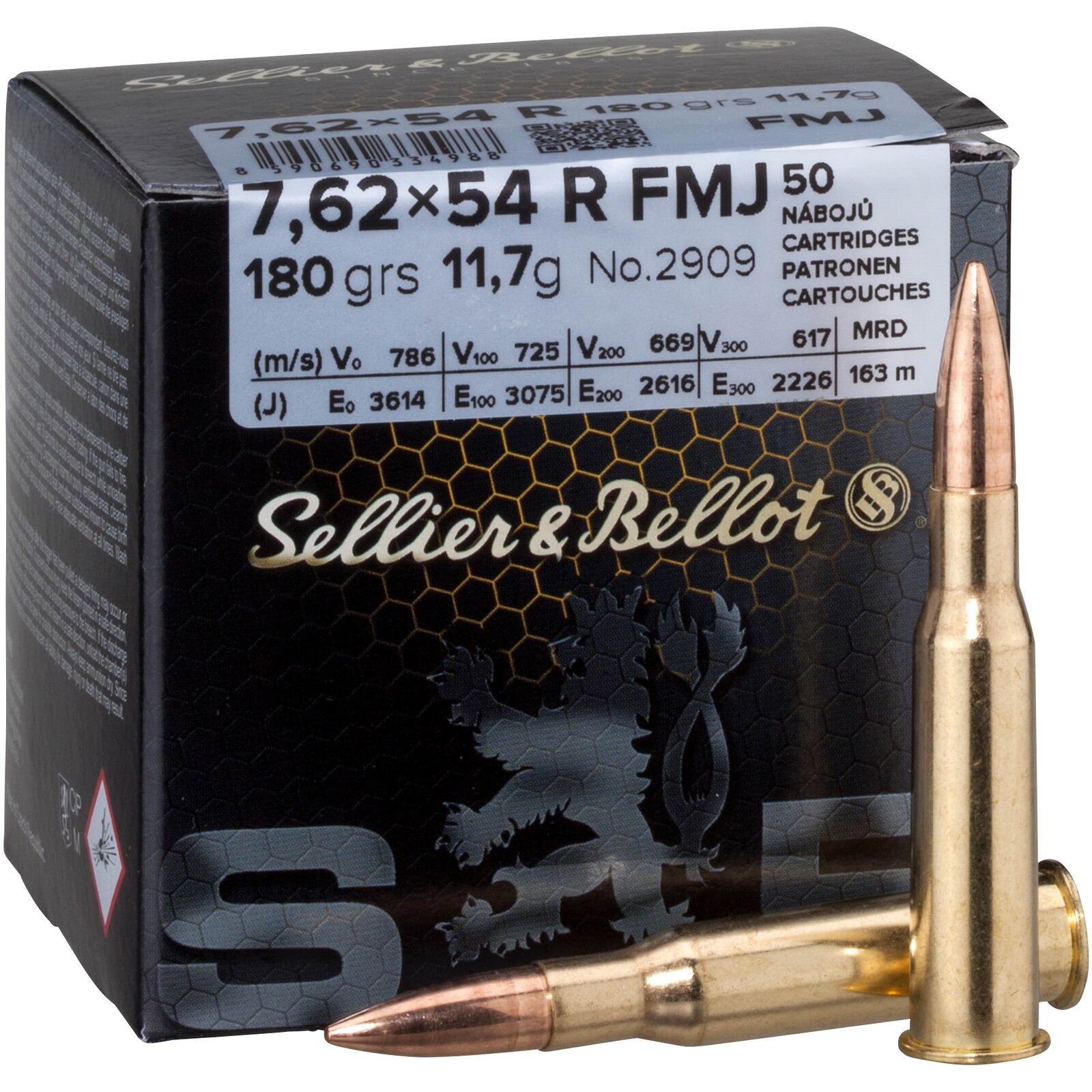 Sellier & Bellot 7,62x54 R Vollmantel 11,7g/180grs., 50 Stück