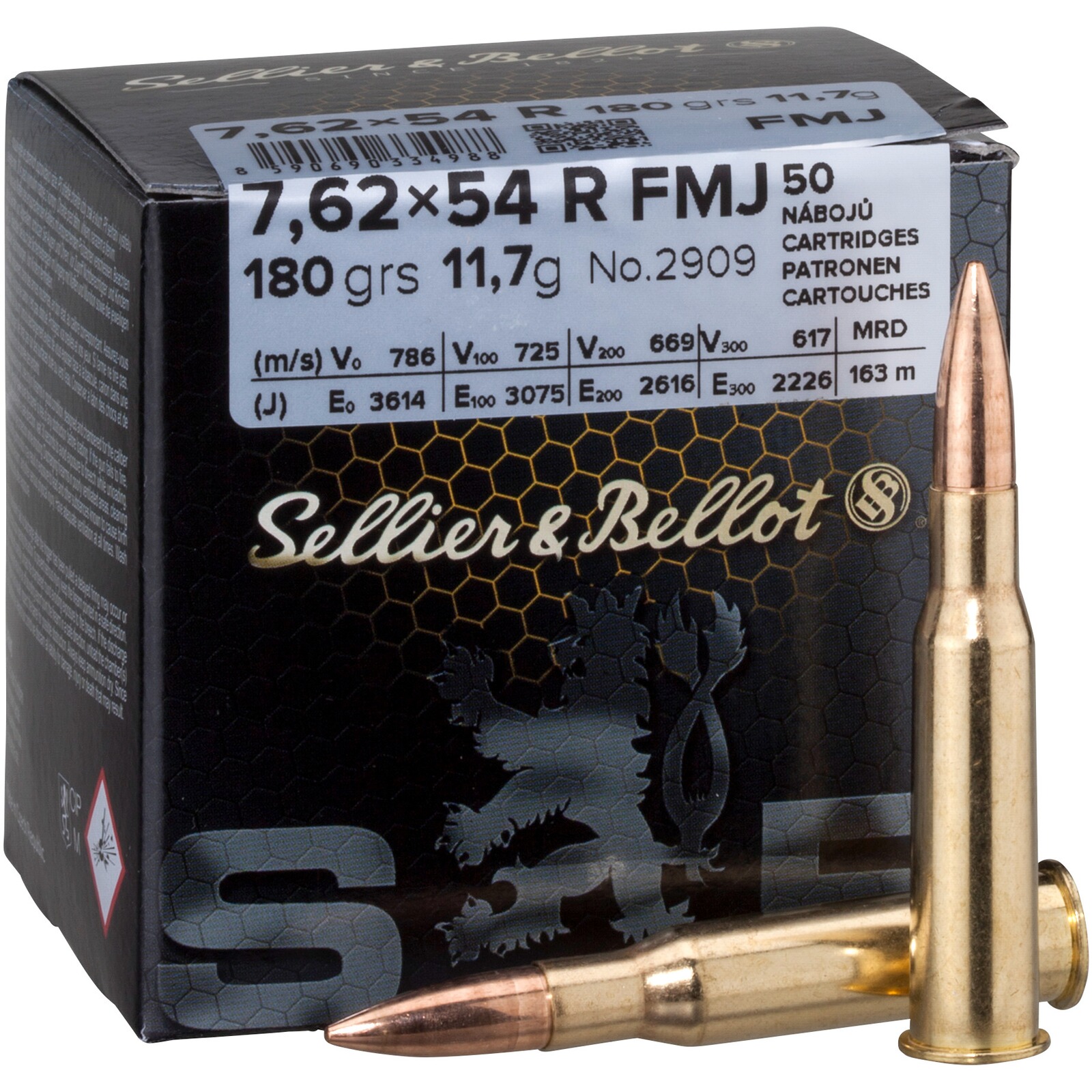 Sellier & Bellot 7,62x54 R Vollmantel 11,7g/180grs., 50 Stück