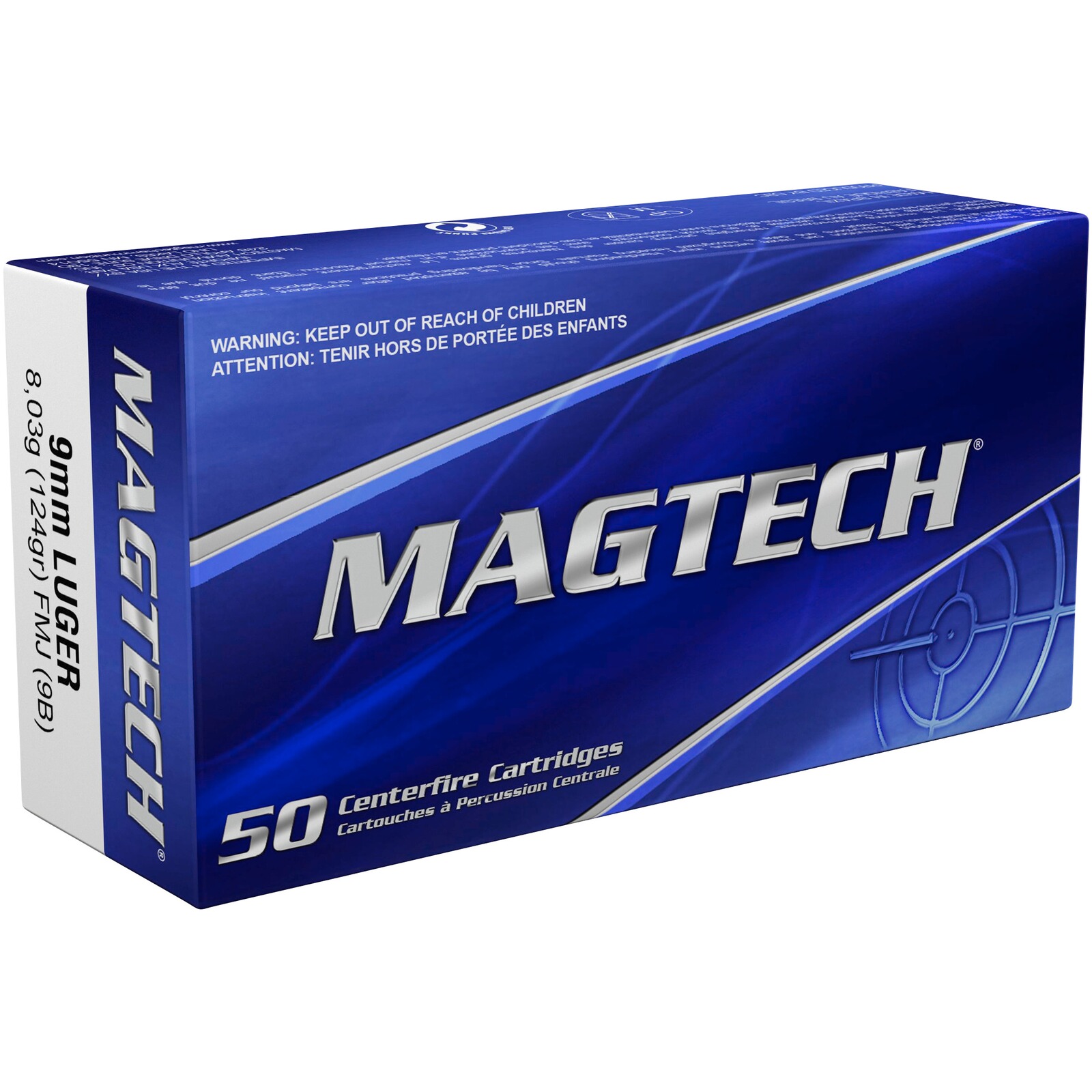 Magtech 9 mm Luger Vollmantel 8,0g/124grs., 50 Stück