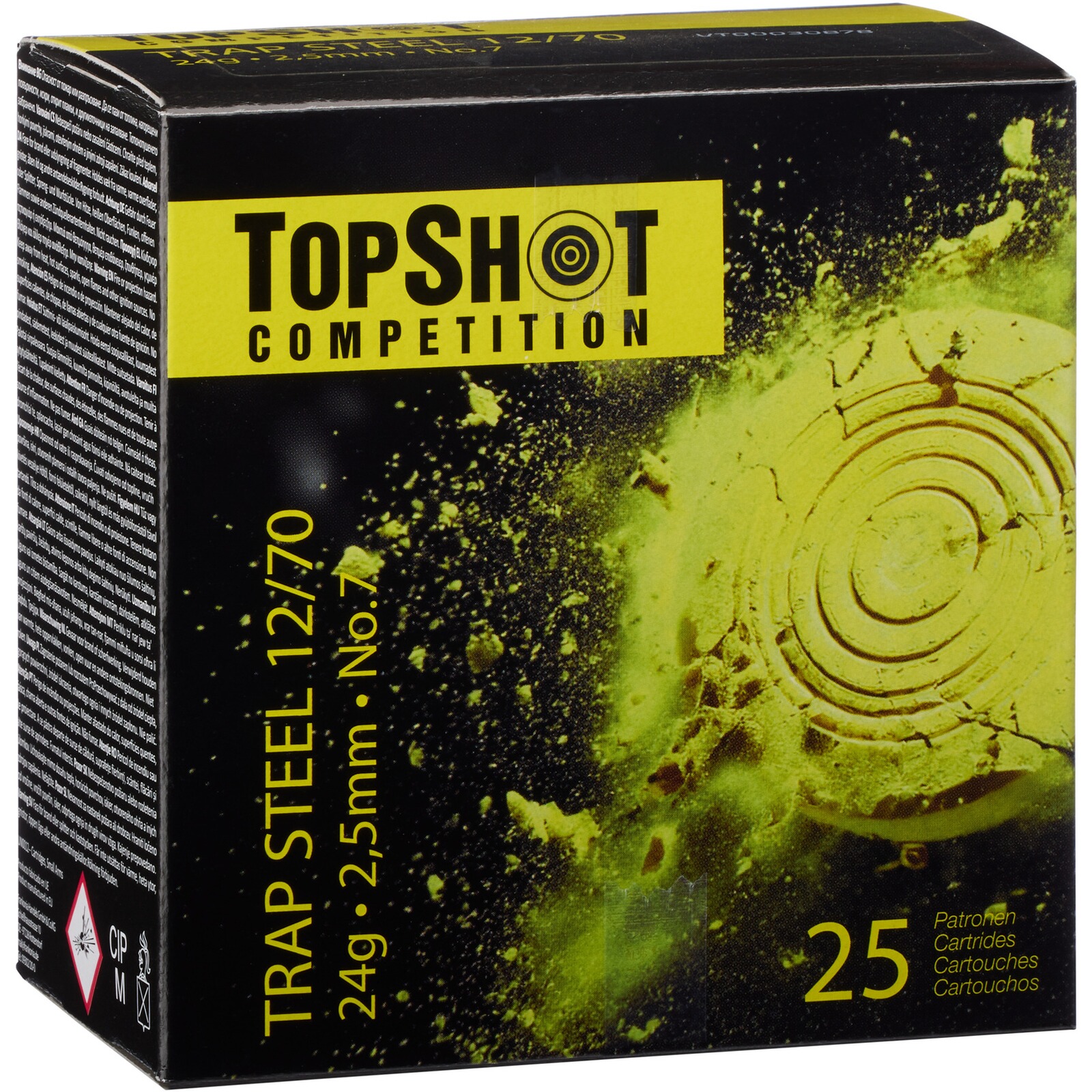 TOPSHOT Competition 12/70 Trap Steel 2,5mm 24g, 25 Stück
