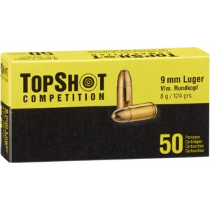 TOPSHOT Competition 9 mm Luger Vollmantel 8,0 g/124 grs., 50 Stück