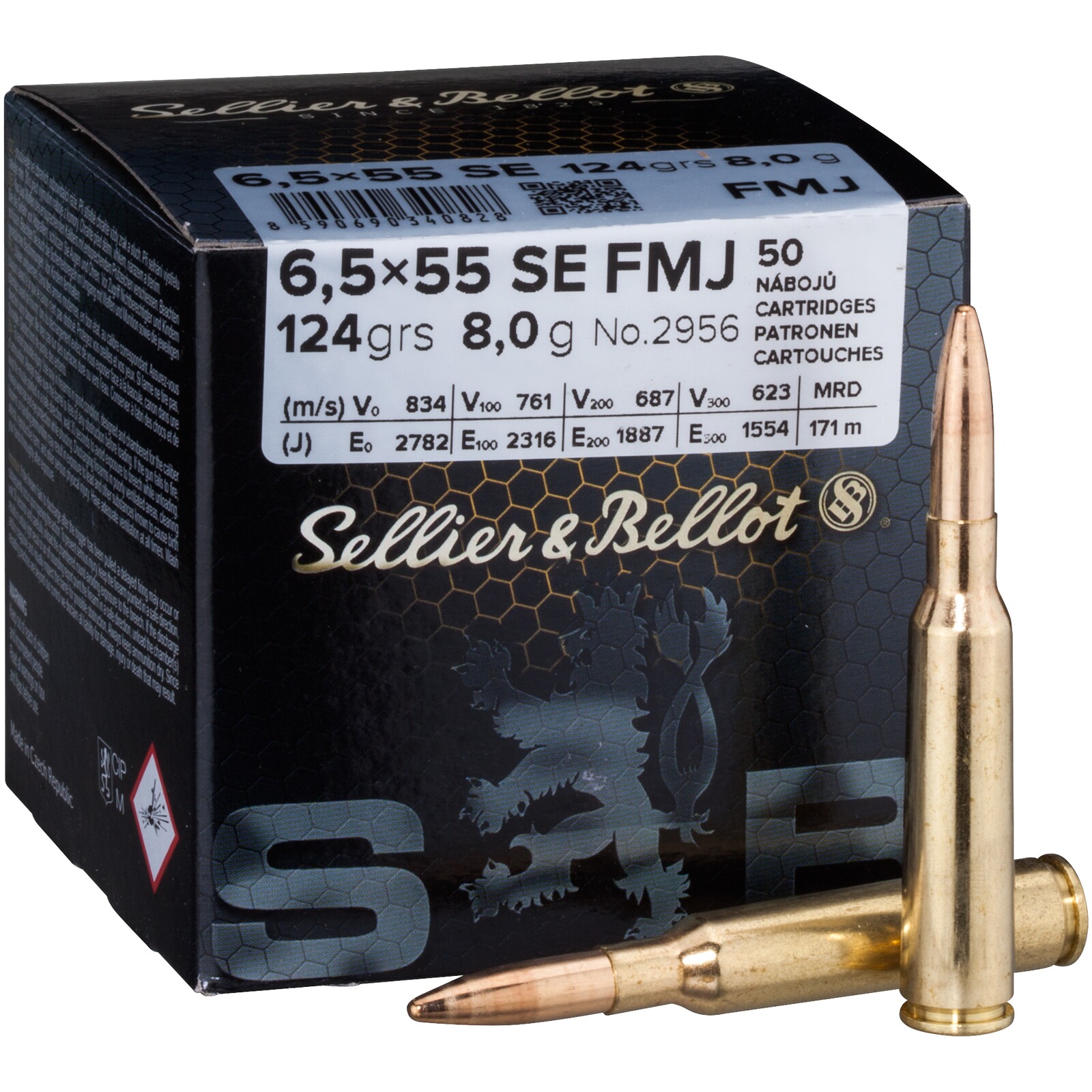 Sellier & Bellot 6,5x55 FMJ 8,0g/124grs., 50 Stück