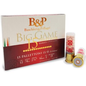 Baschieri & Pellagri 12/70 4 Big Game BUCK 15 Kugeln 8,6mm 56g, 10 Stück