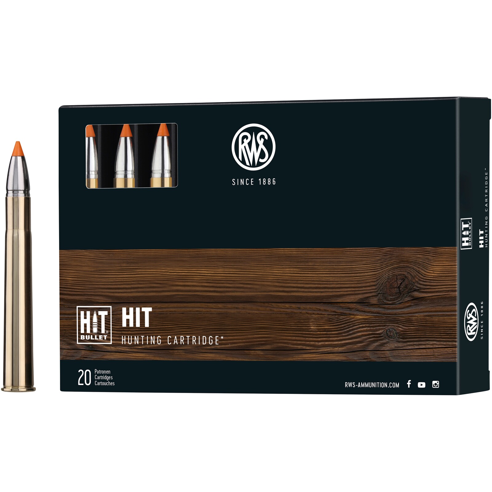 RWS 9,3x74 R HIT 16,2g/250grs., 9,3x74 R, 20 Stück