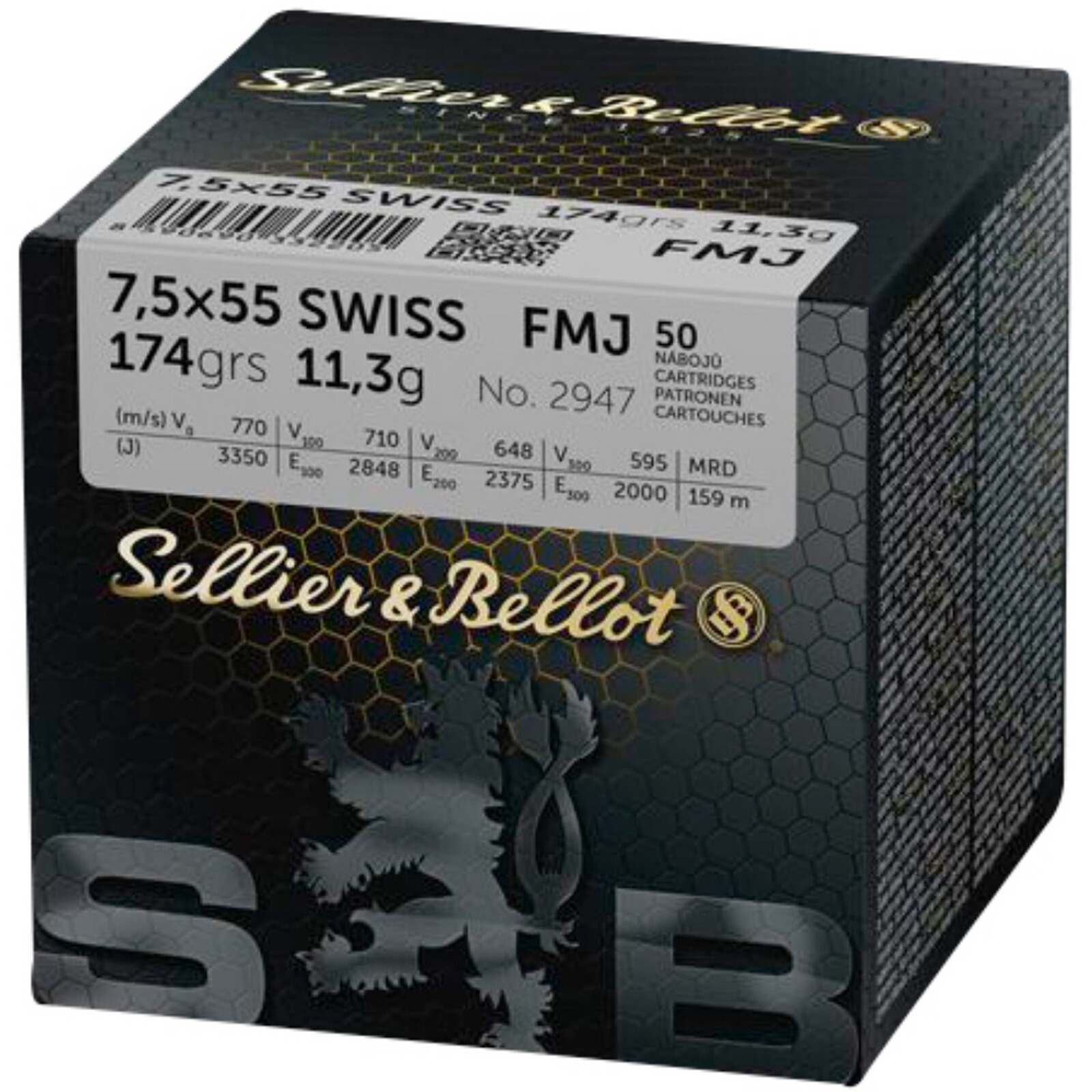 Sellier & Bellot 7,5x55 Vollmantel 11,3g/174grs., 50 Stück