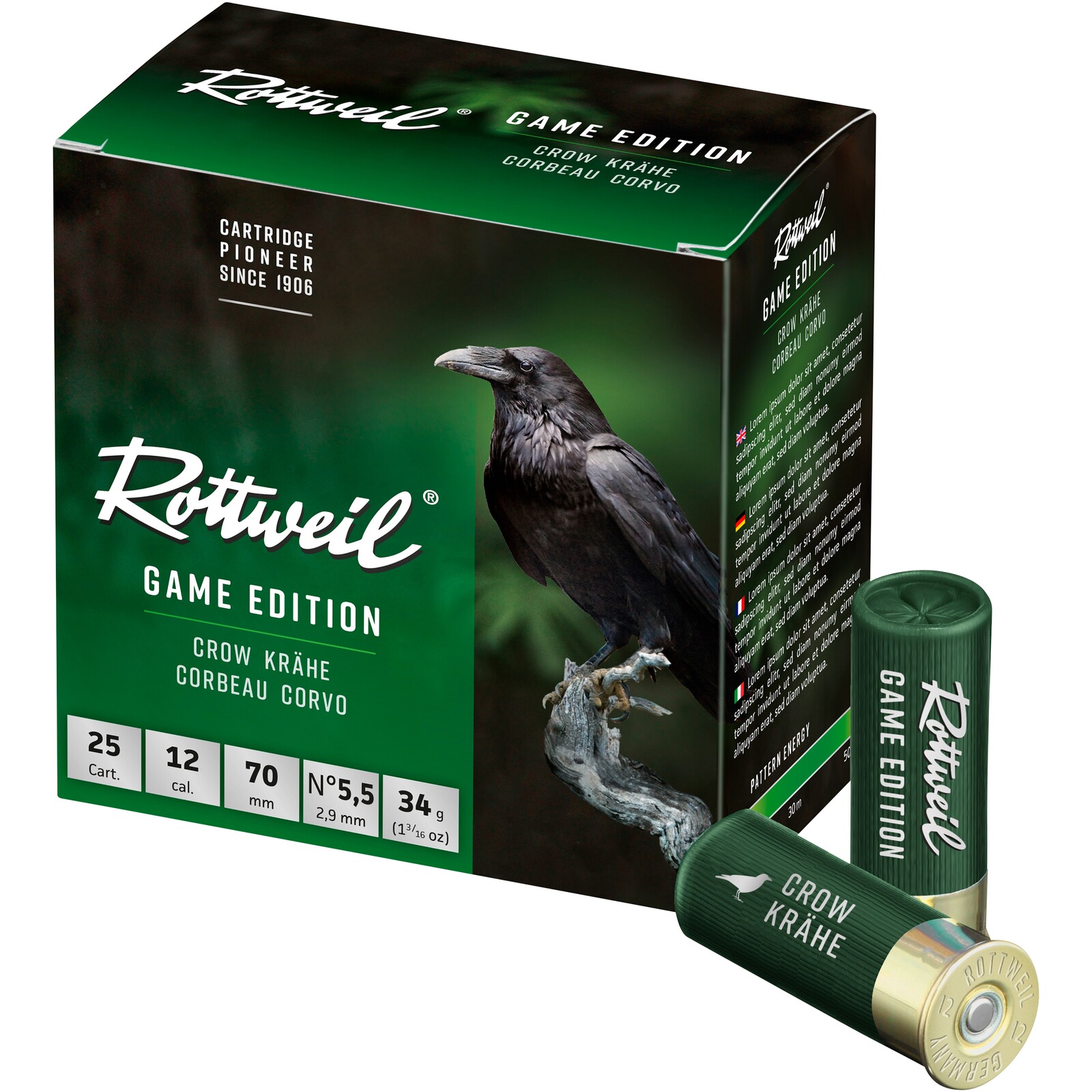 Rottweil 12/70 Game Edition Krähe 2,9mm 34g, 25 Stück