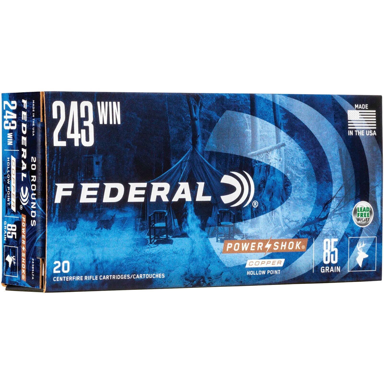 Federal Ammunition .243 Win. Power Shok Copper HP 5,5g/85grs., 20 Stück