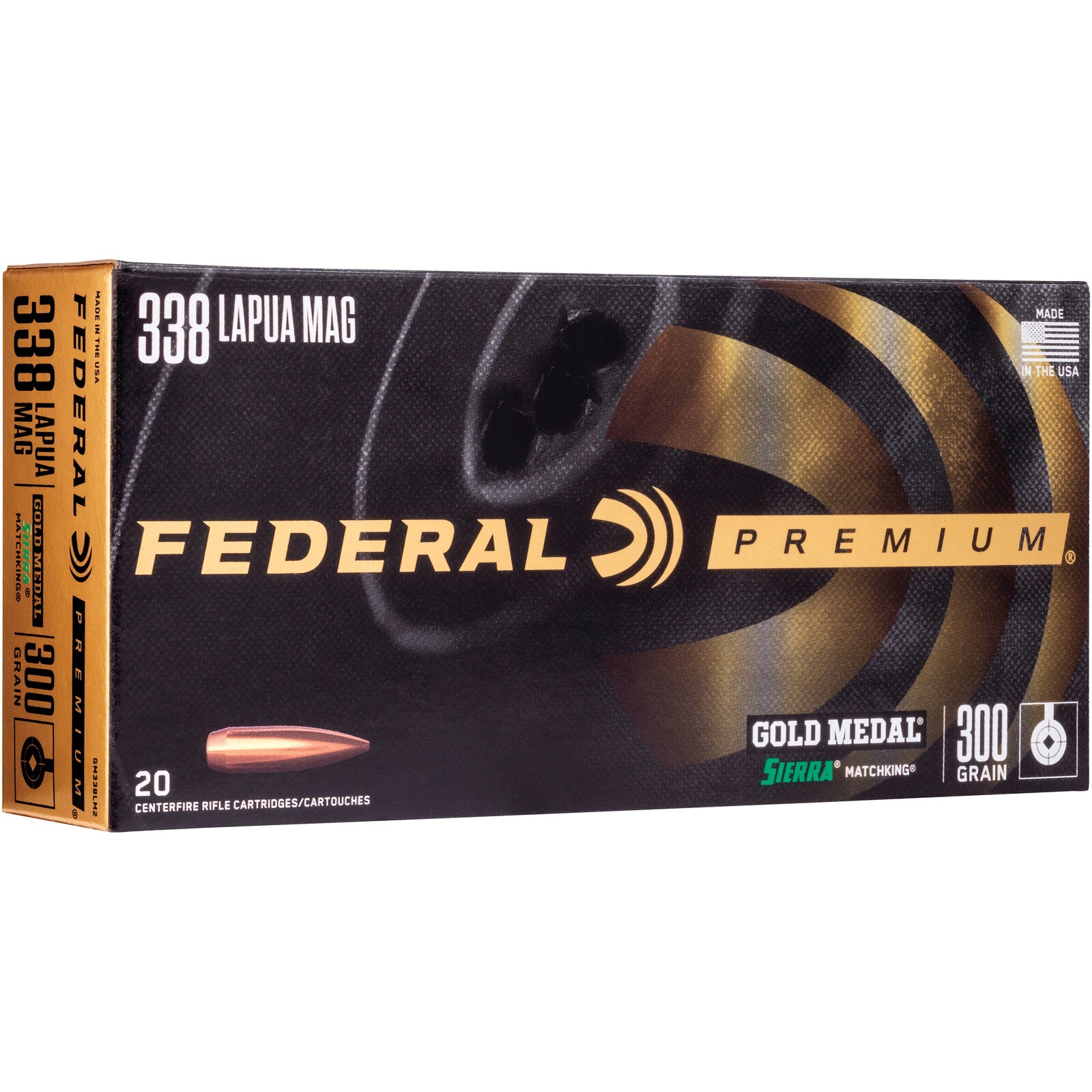 Federal Ammunition .338 Lapua Mag. Premium Gold Medal Sierra Match King 19,4g/300grs., 20 Stück