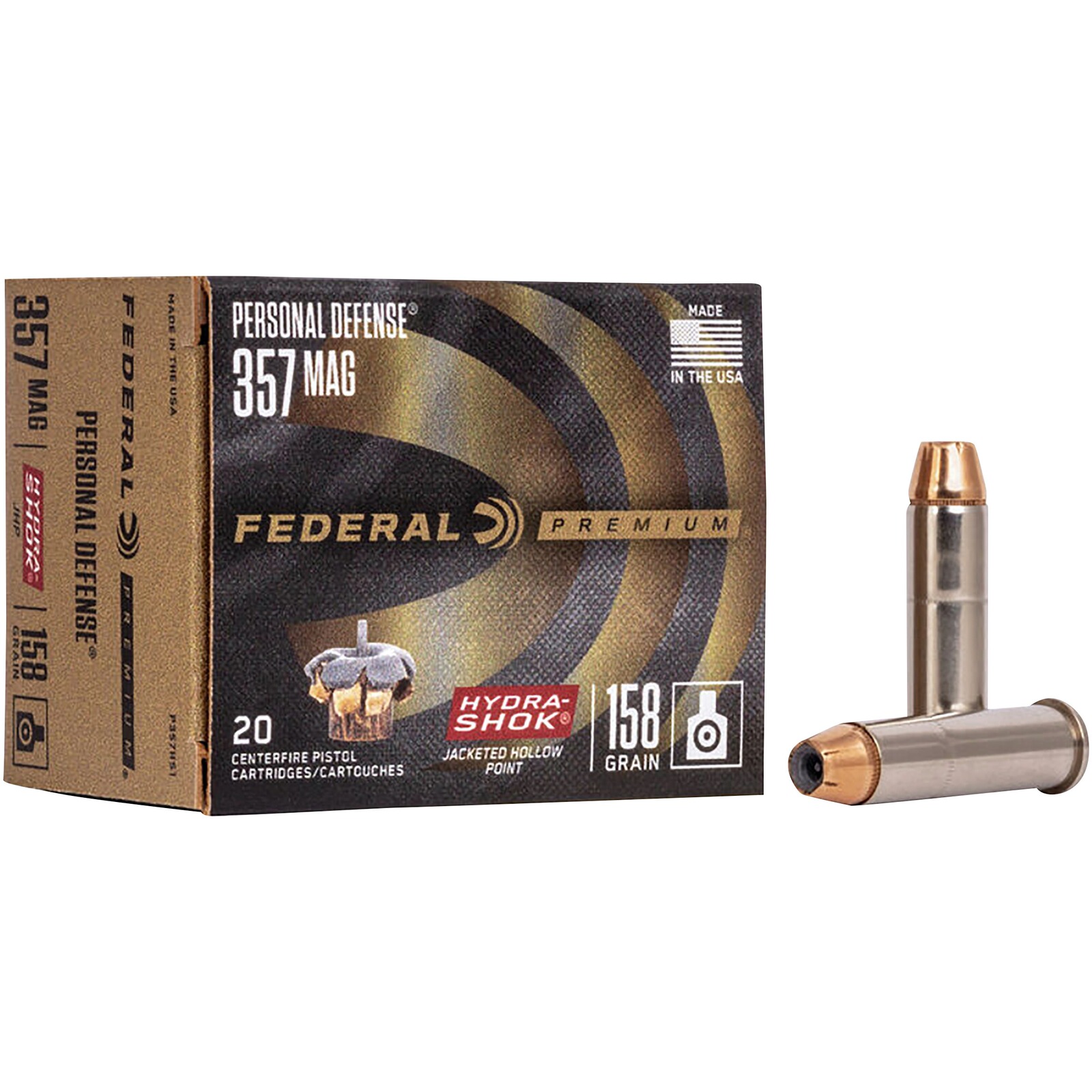Federal Ammunition .357 Mag. Hydra Shok Hohlspitze 10,2g/158grs., 20 Stück