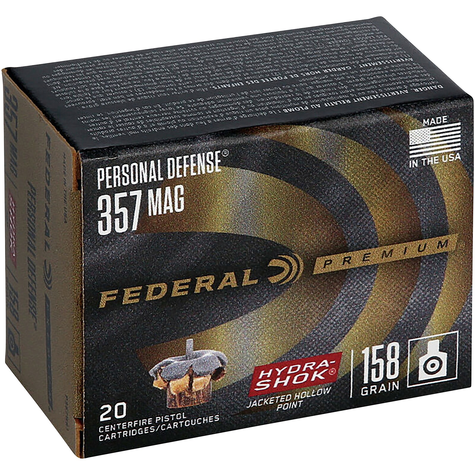Federal Ammunition .357 Mag. Hydra Shok Hohlspitze 10,2g/158grs., 20 Stück