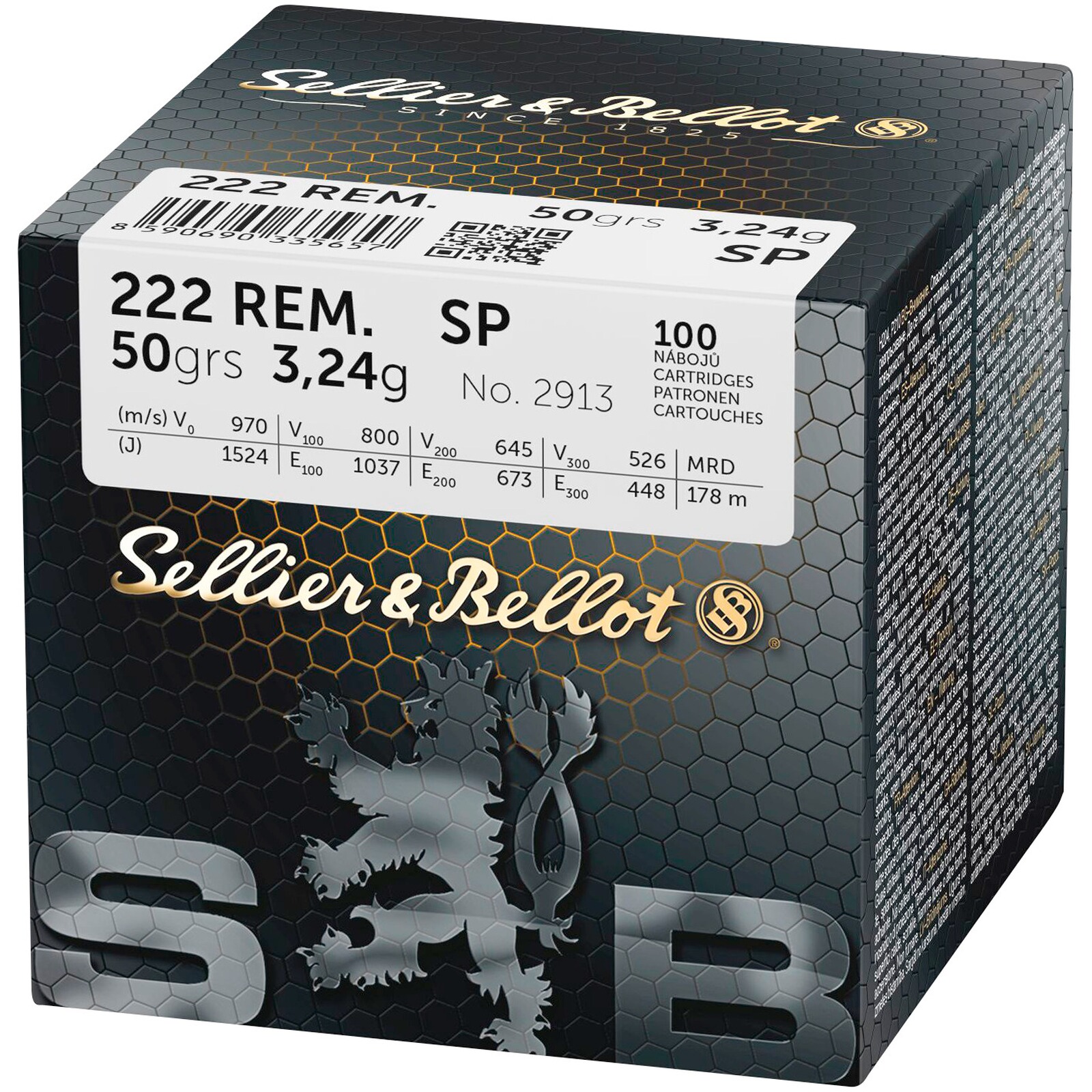 Sellier & Bellot .222 Rem. Teilmantel 3,2g/50grs., 100 Stück