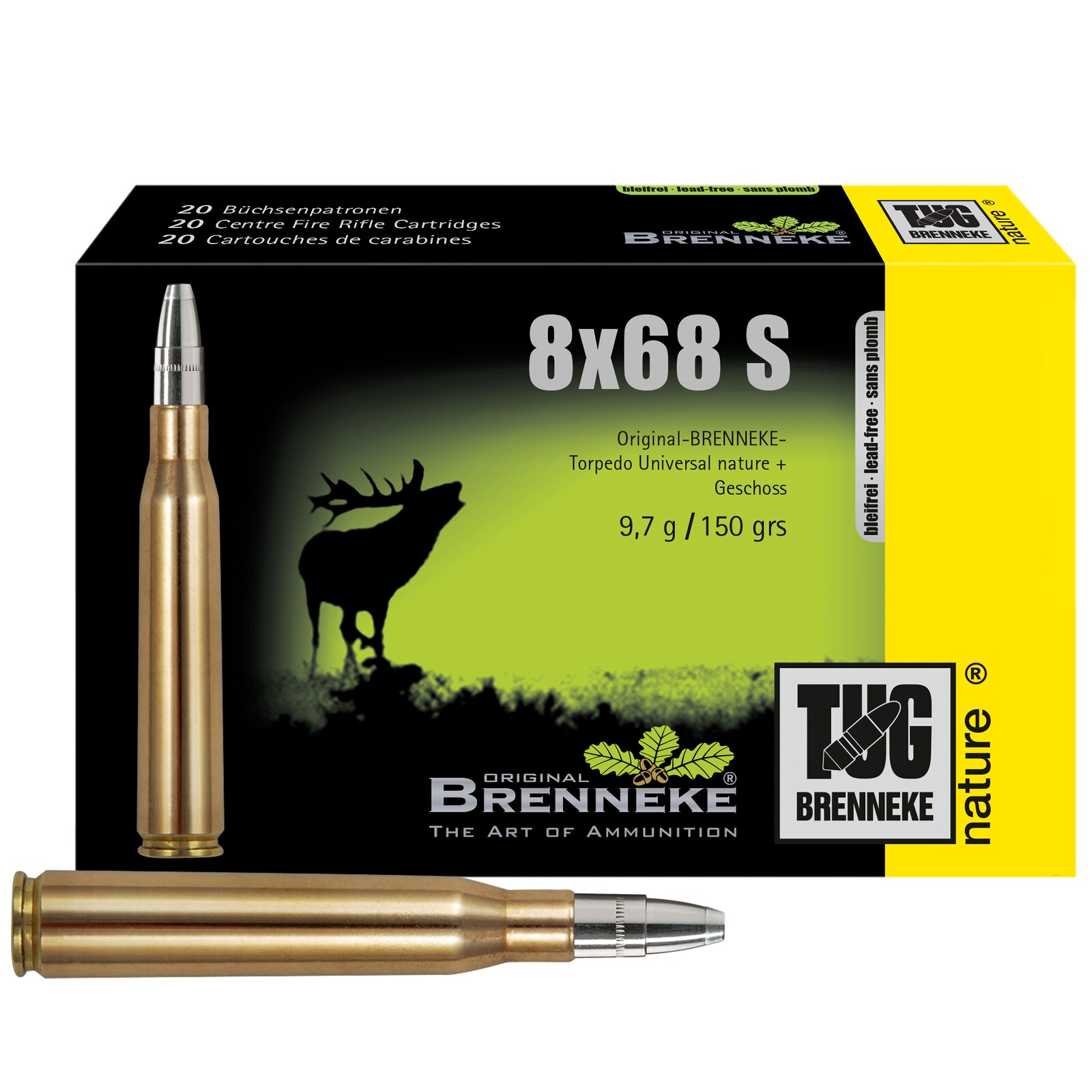 Brenneke 8x68 S TUG nature+ 9,7g/150grs., 20 Stück