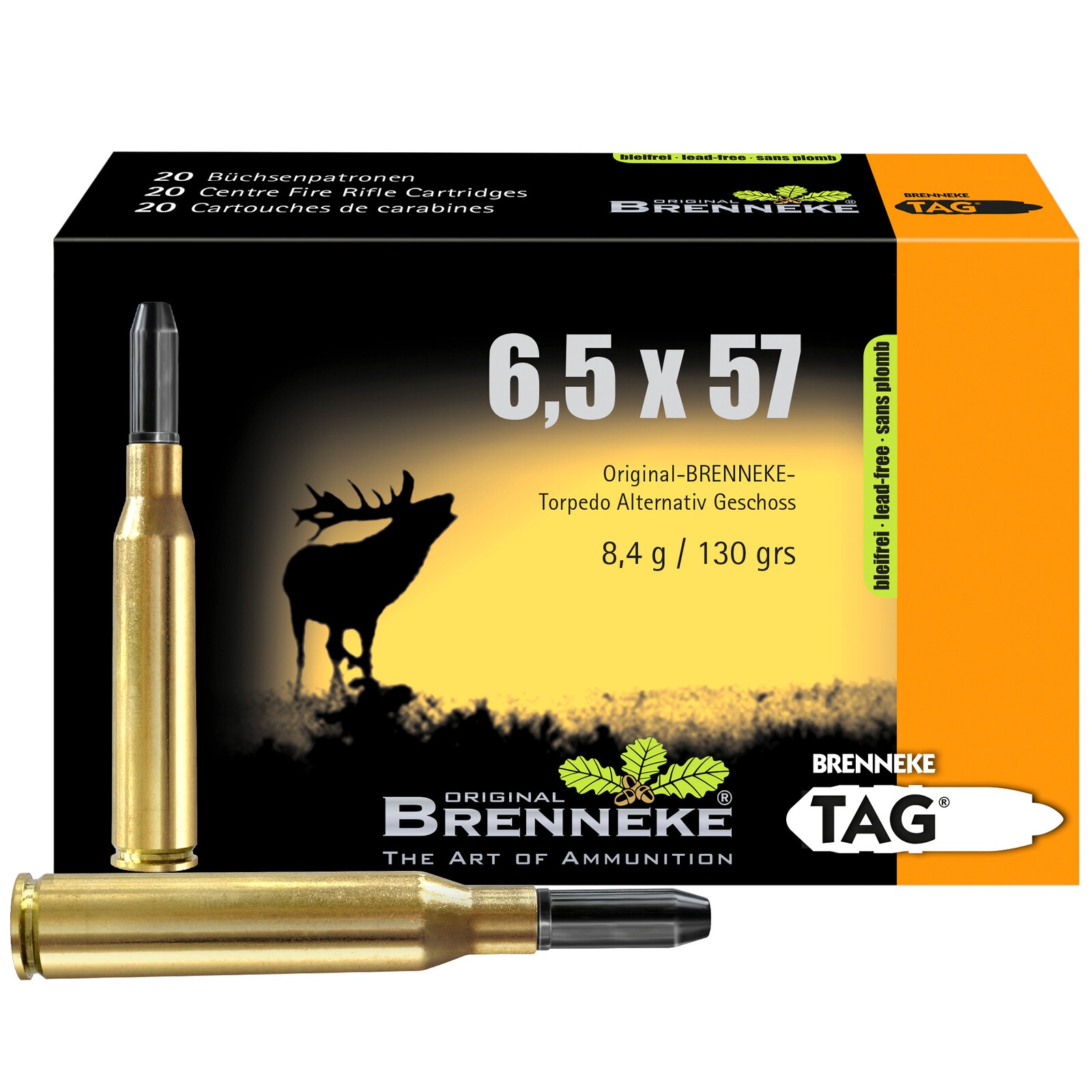 Brenneke 6,5x57 TAG bleifrei 8,4g/130grs., 20 Stück