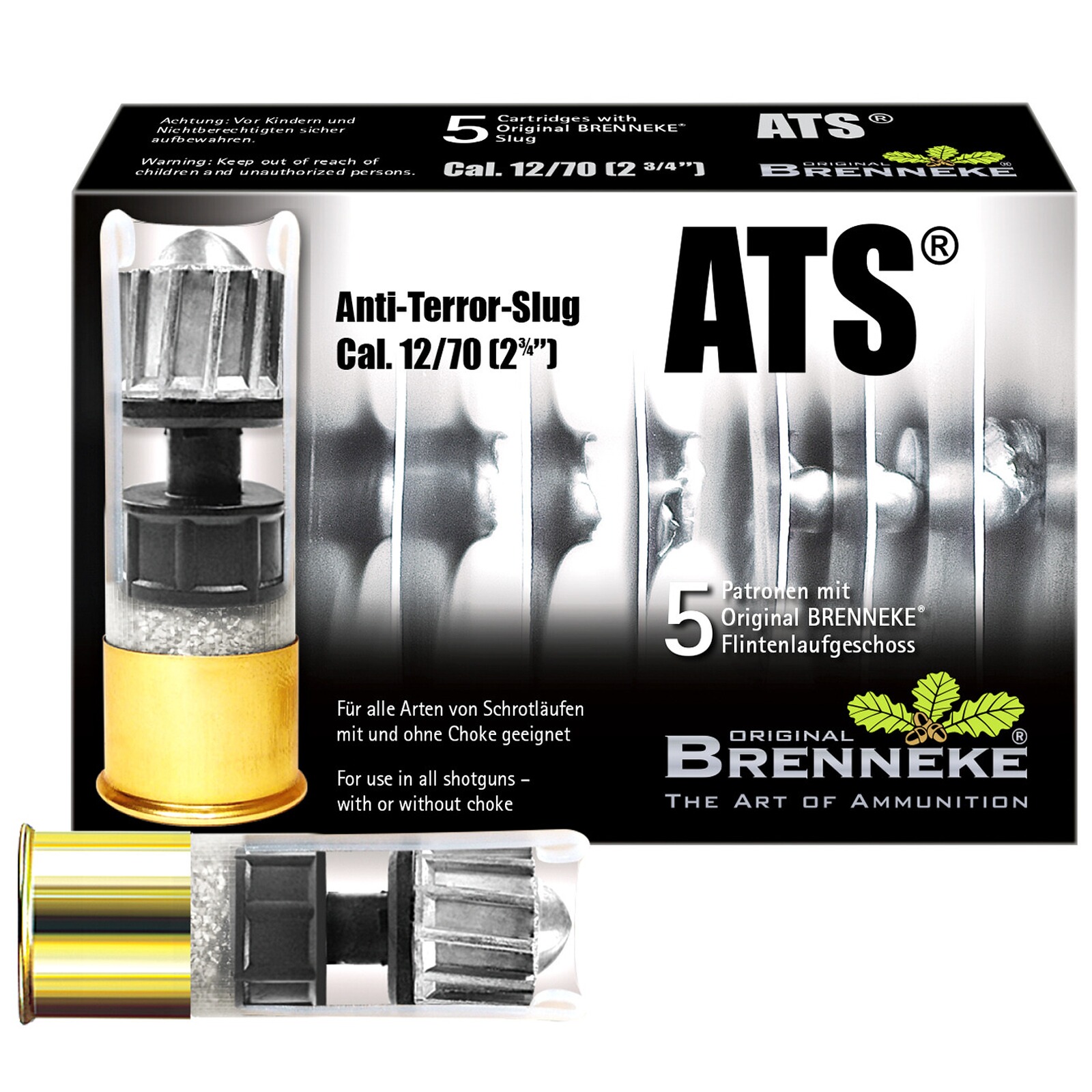 Brenneke 12/70 ATS Slug 27,5g/424grs., 5 Stück