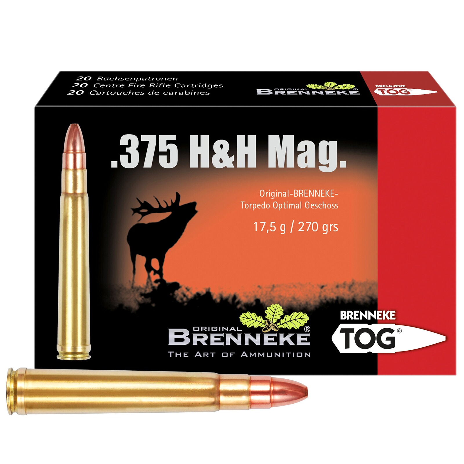 Brenneke .375 H&H Mag. TOG 17,5g/270grs., 20 Stück