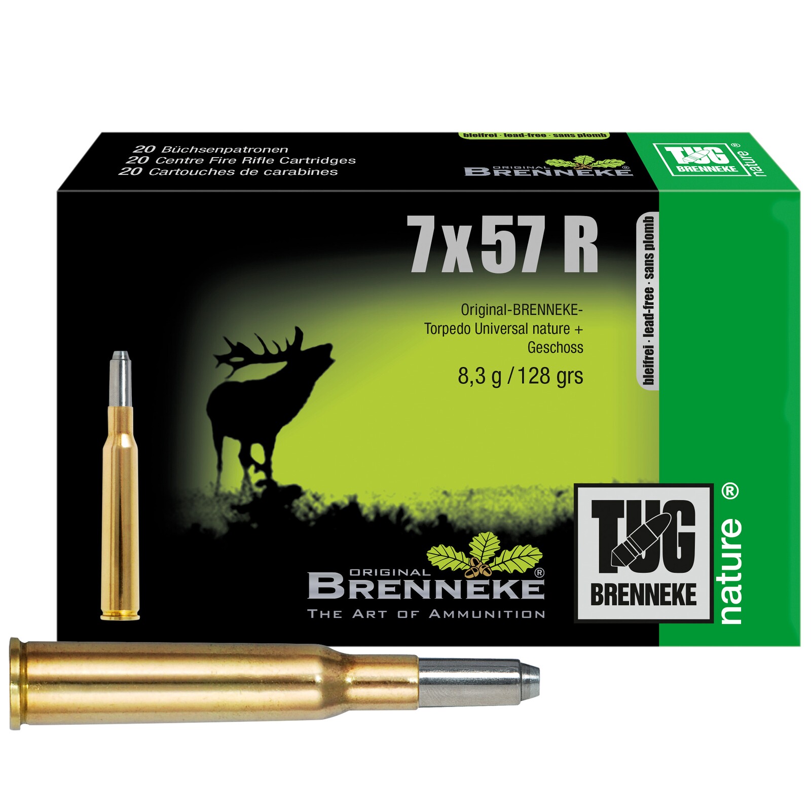 Brenneke 7x57R TUG nature+ 8,3g/128grs., 20 Stück