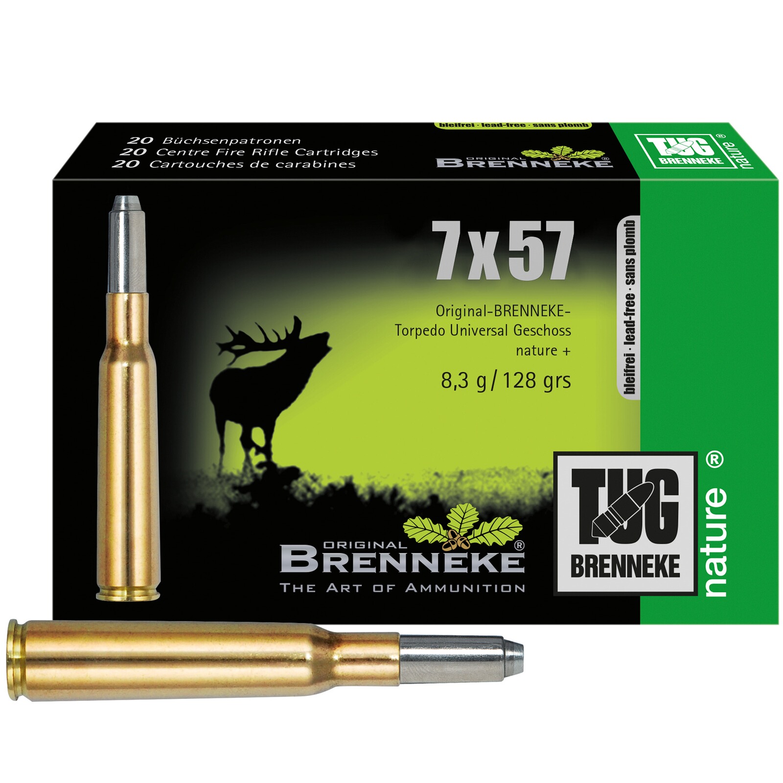Brenneke 7x57 TUG nature+ 8,3g/128grs., 20 Stück