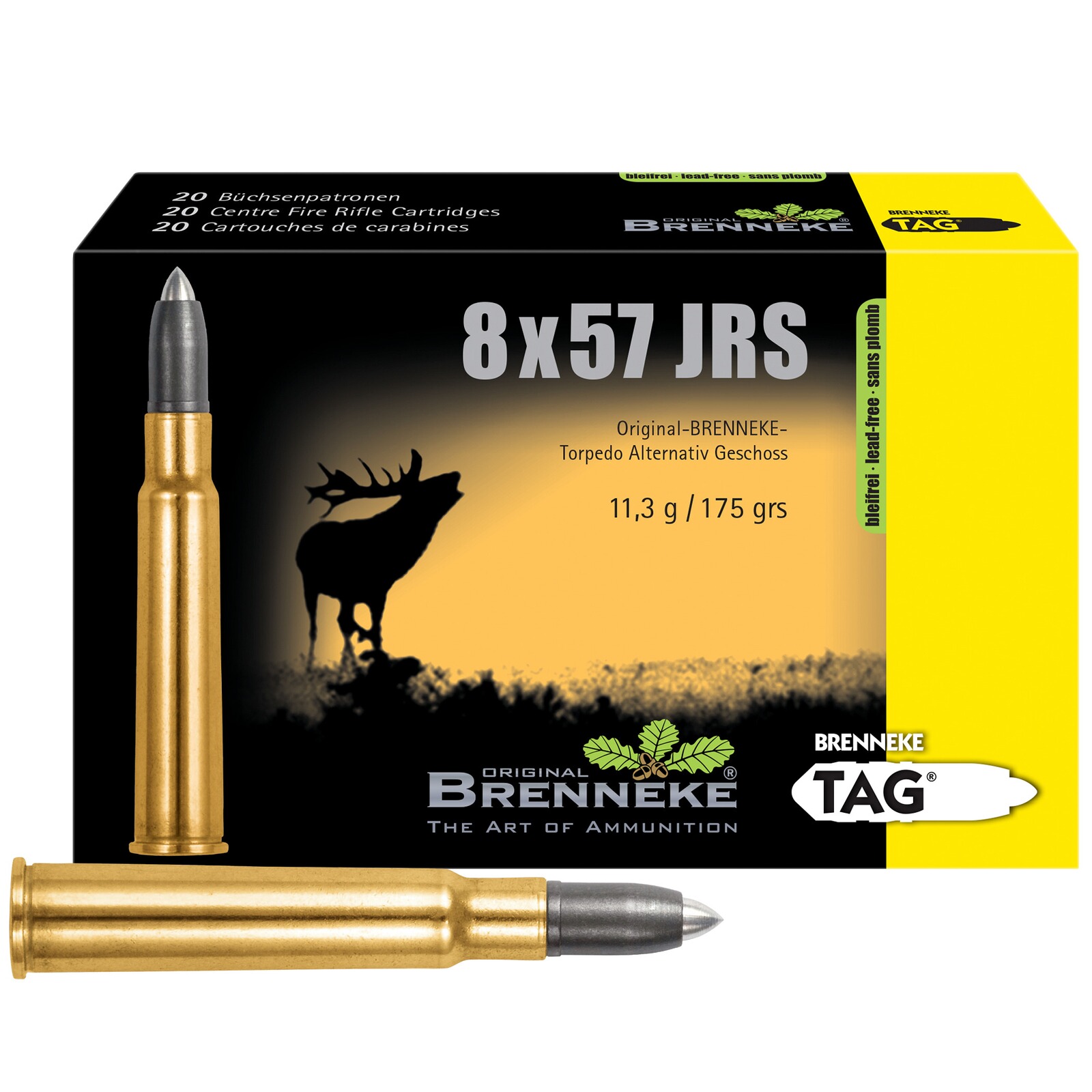 Brenneke 8x57 IRS TAG bleifrei 11,3g/175grs., 20 Stück