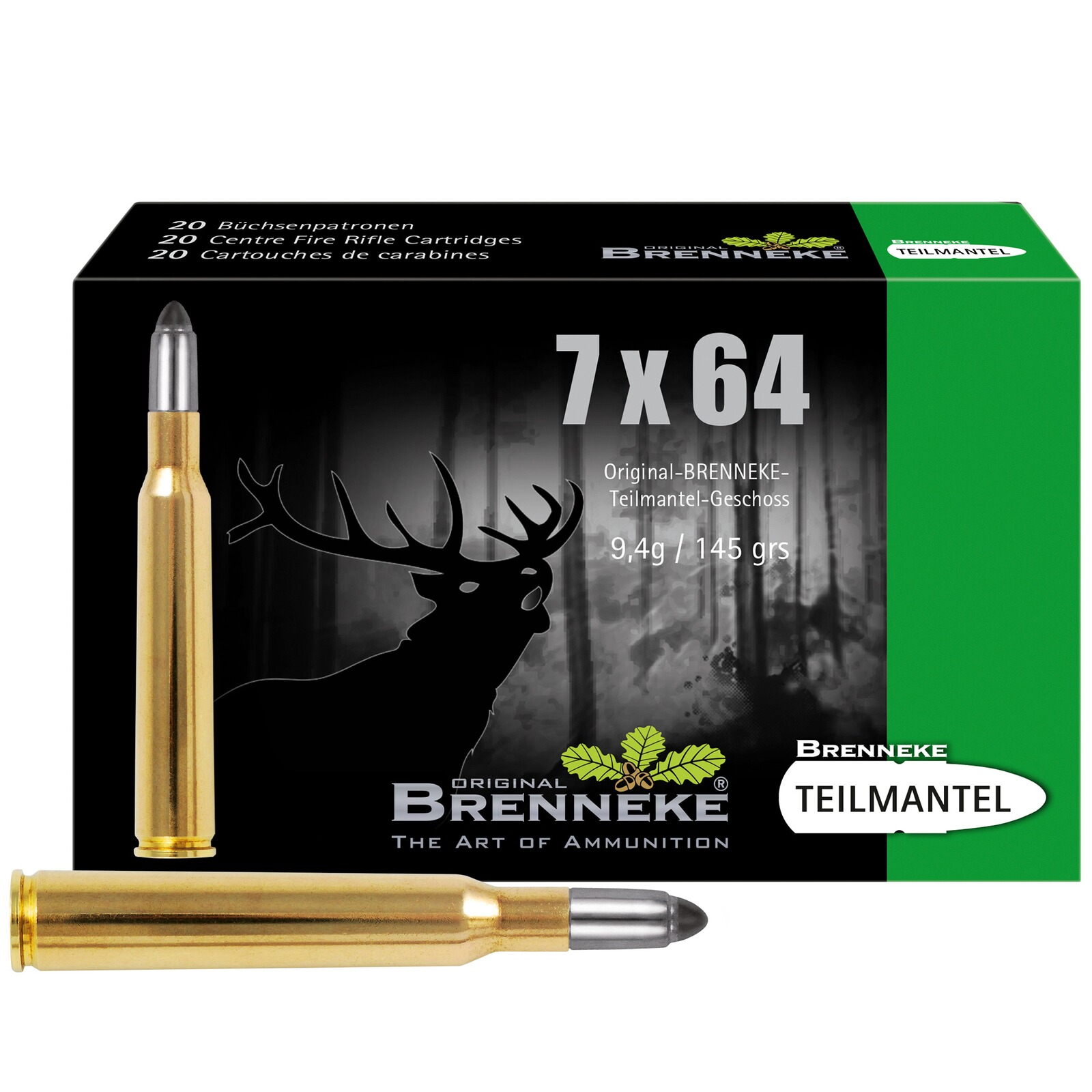 Brenneke 7x64 Basic Teilmantel 9,4g/145grs., 20 Stück