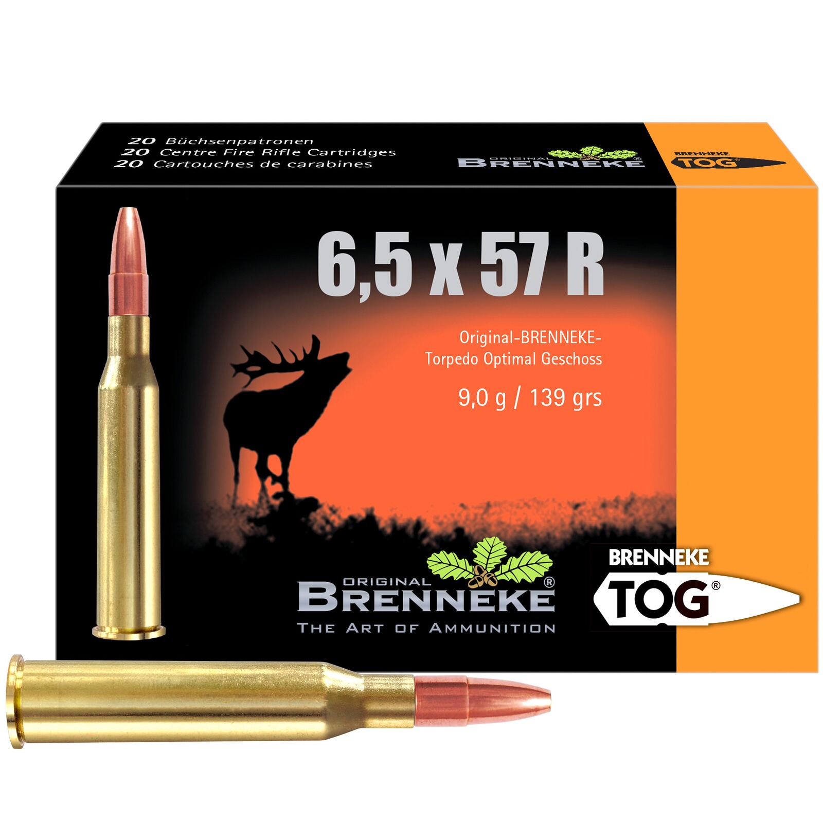 Brenneke 6,5x57 R TOG 9,0g/139grs., 20 Stück