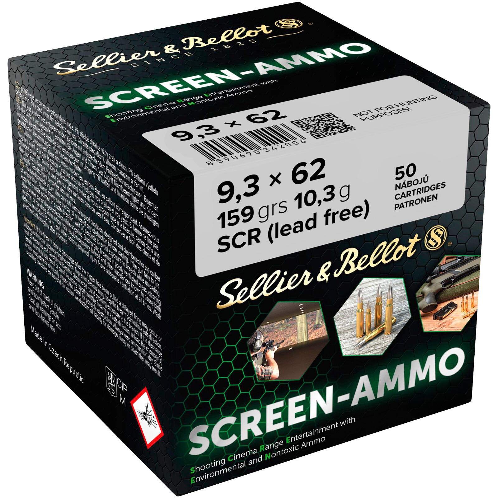 Sellier & Bellot 9,3x62 Screen-Ammo SCR Zink 10,3g/159grs., 50 Stück