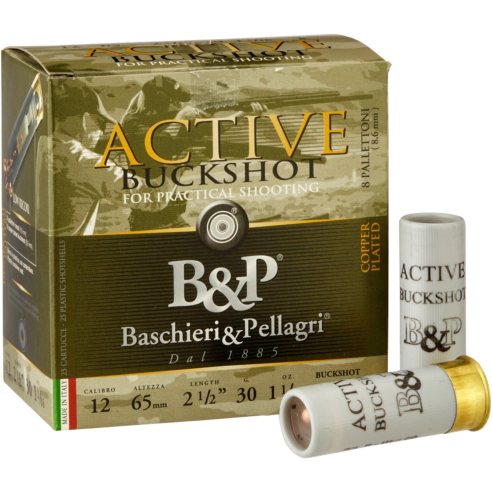 Baschieri & Pellagri 12/65 F2 Active Buckshot 8,6mm 30g, 25 Stück
