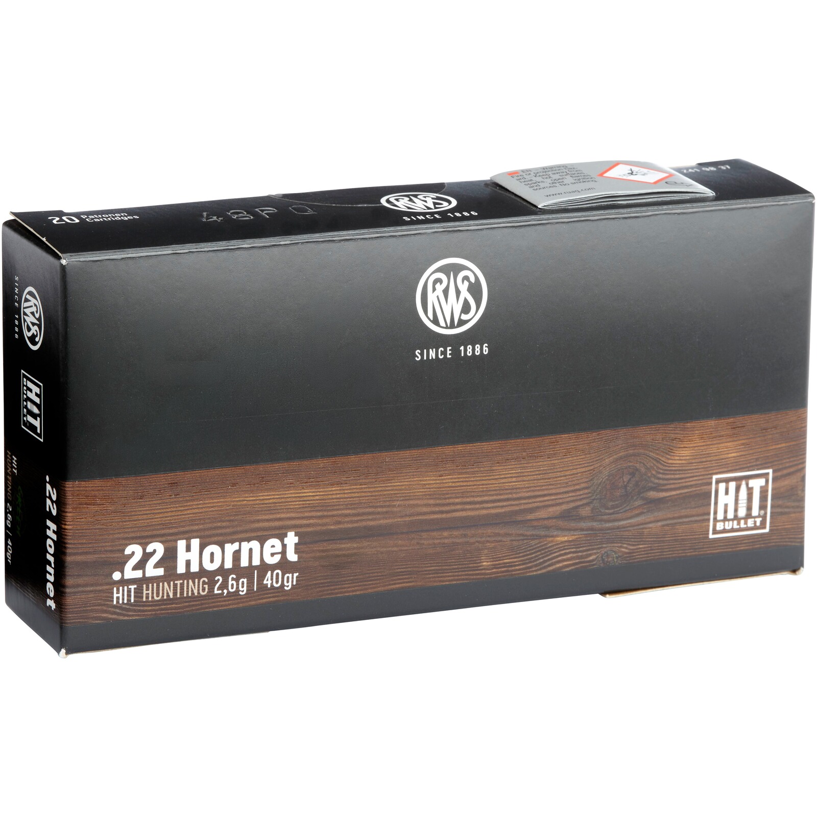 RWS .22 Hornet HIT 2,6g./40grs., 20 Stück