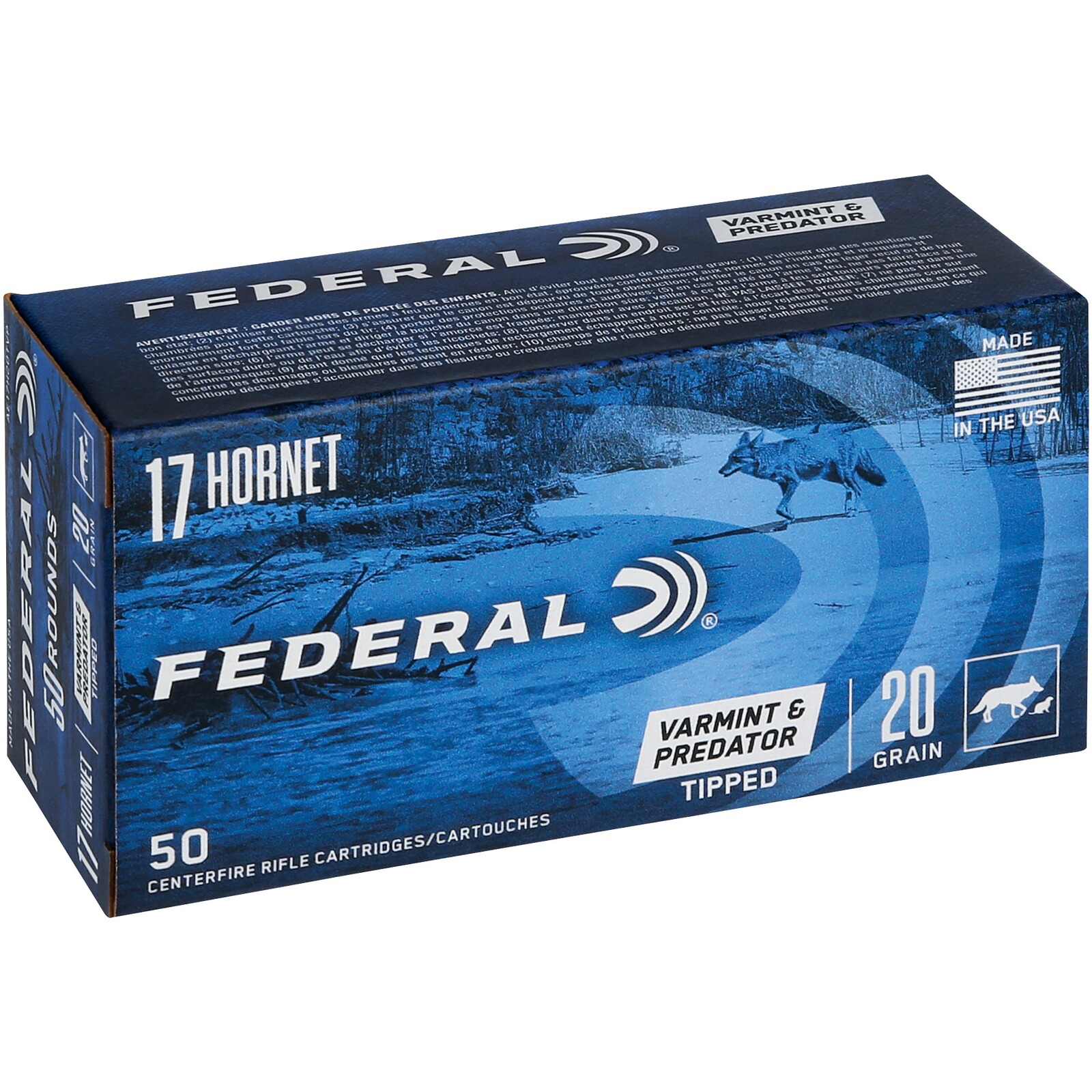 Federal Ammunition .17 Hornet Varmint & Predator Tipped 1,3g/20grs., 50 Stück