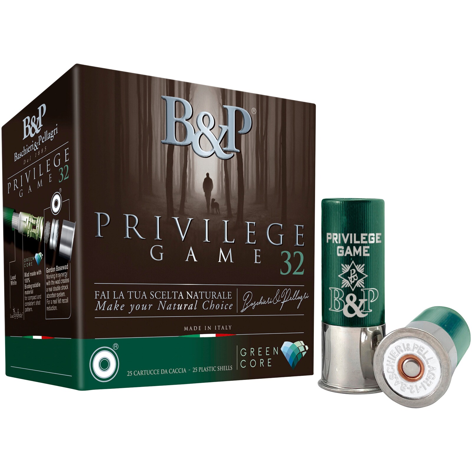 Baschieri & Pellagri 12/70 Privilege Game Green Core 2,7mm 30g, 25 Stück
