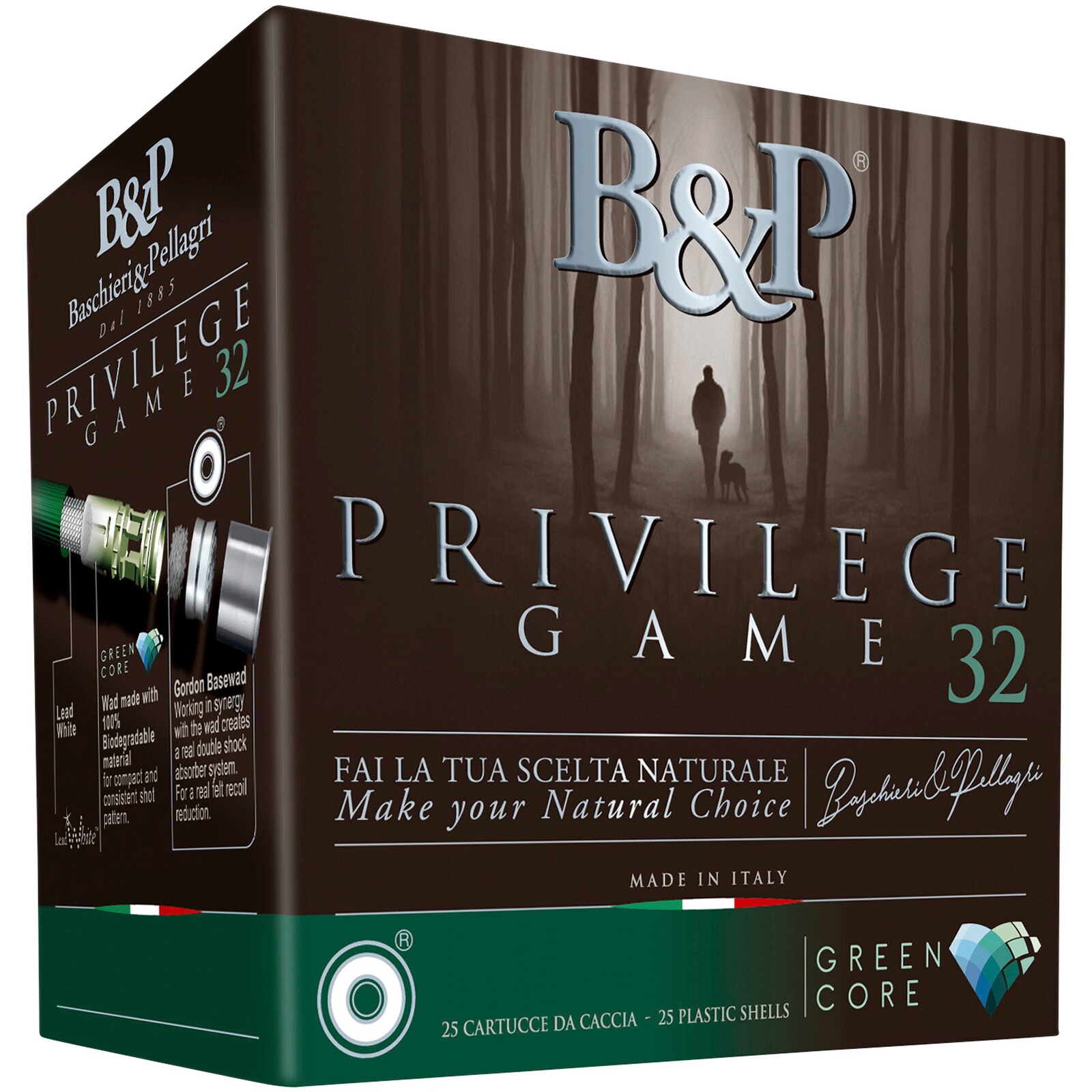 Baschieri & Pellagri 12/70 Privilege Game Green Core 2,7mm 30g, 25 Stück