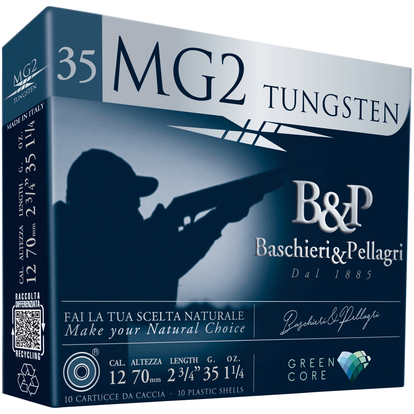 Baschieri & Pellagri 12/70 MG2 Tungsten Green Core 2,7mm 35g., 10 Stück