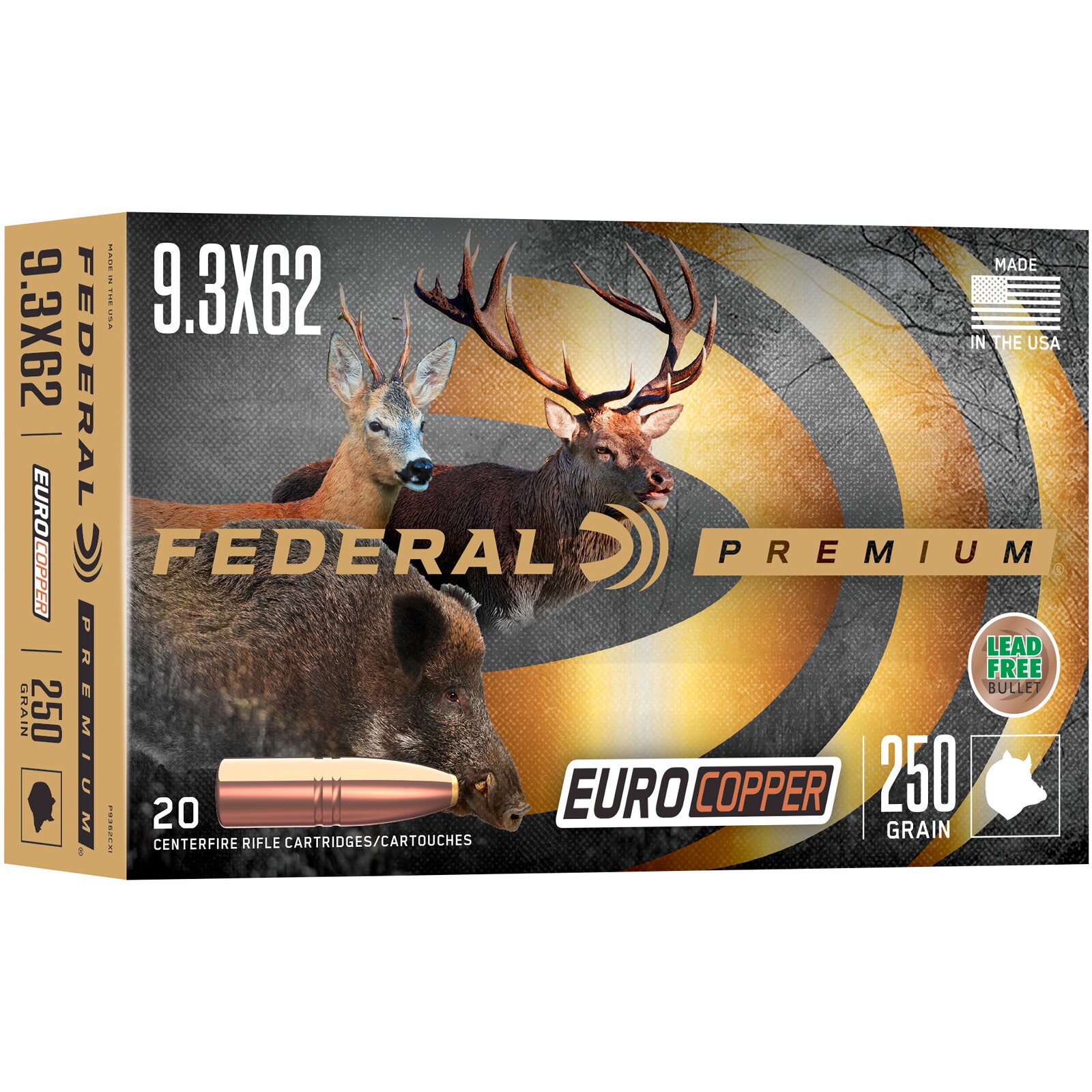 Federal Ammunition 9,3x62 Euro Copper 16,2g/250grs., 20 Stück