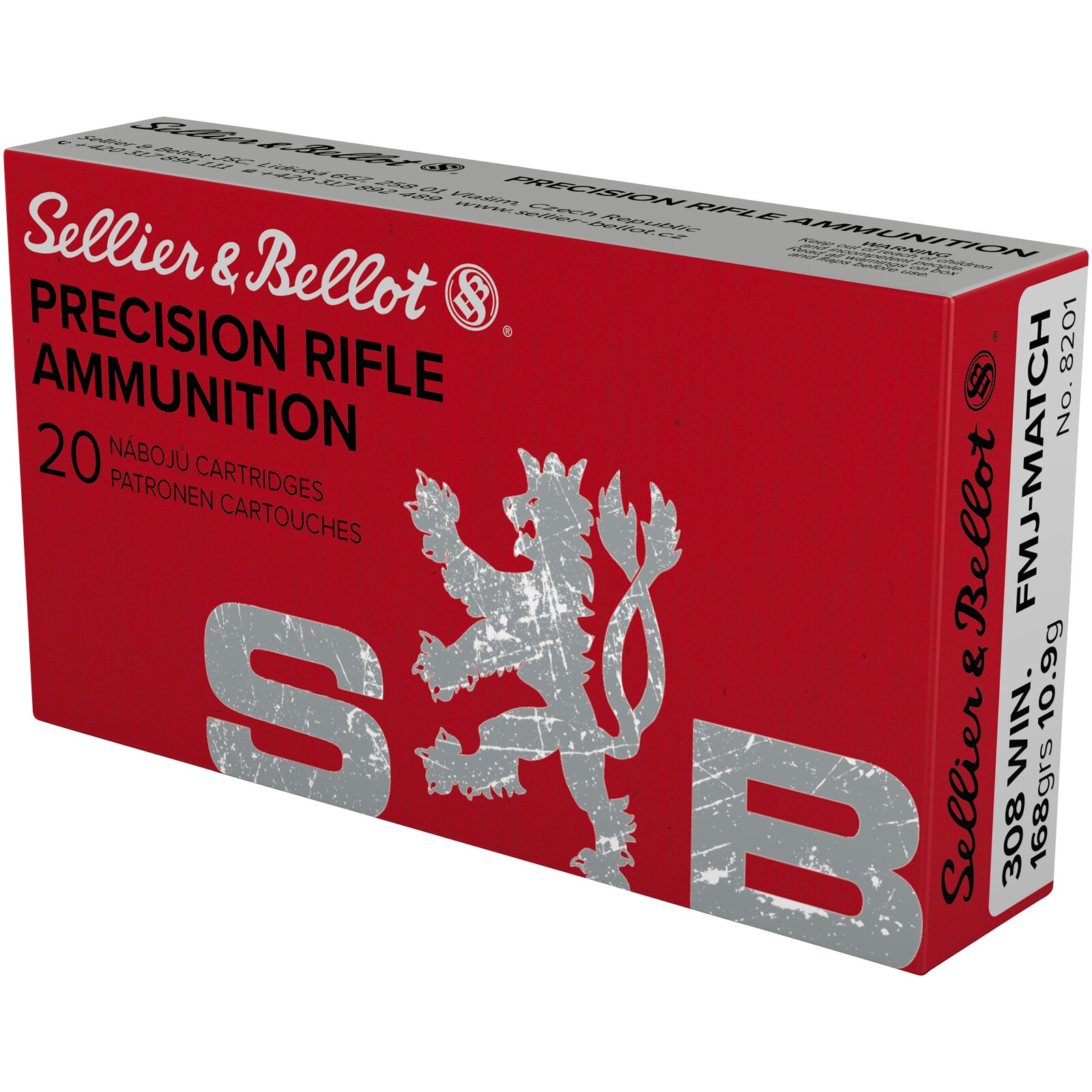 Sellier & Bellot .308 Win. Vollmantel Match BT 10,9g/168grs., 20 Stück