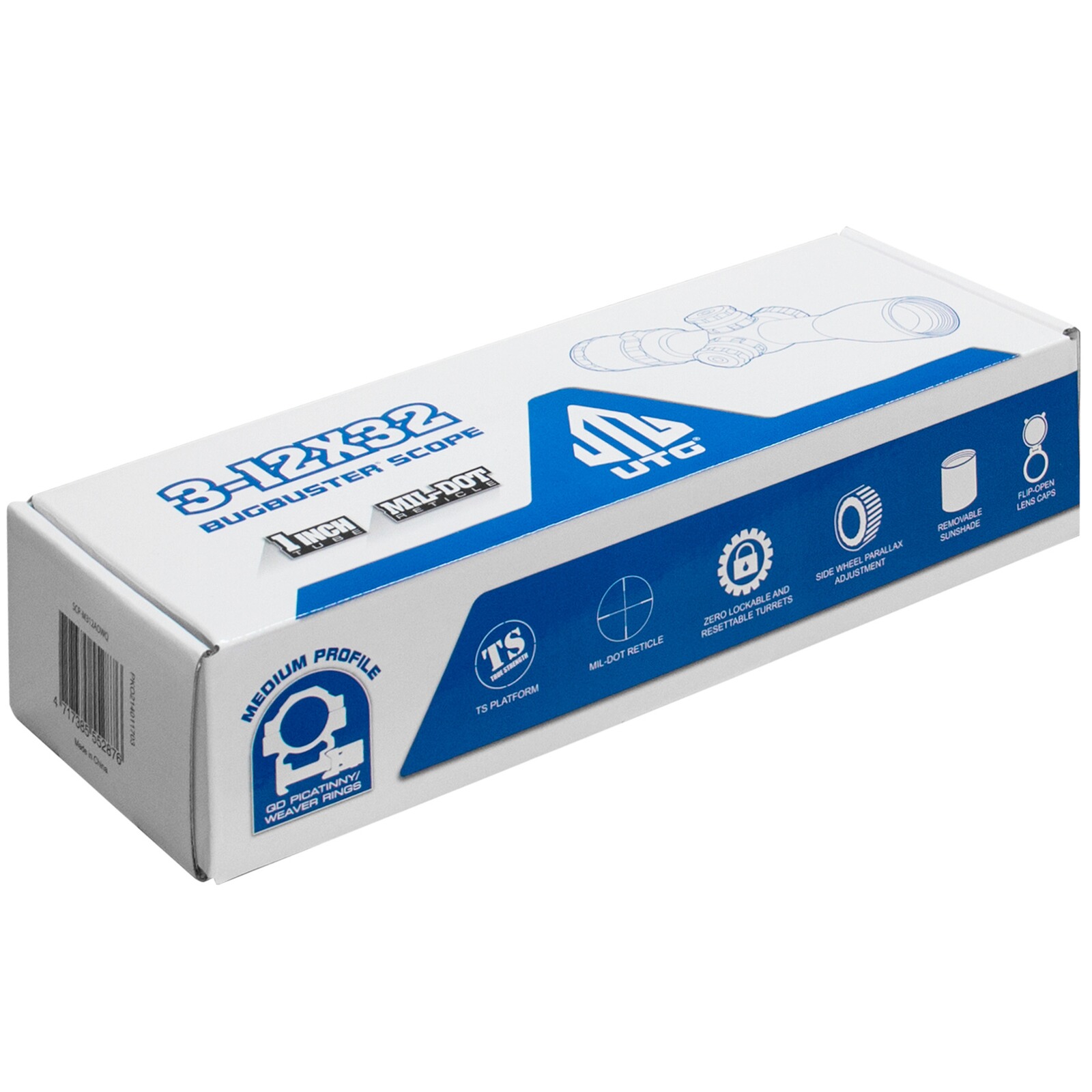 UTG Zielfernrohr Bug Buster 3-12x32, mit Picatinny Montageteile