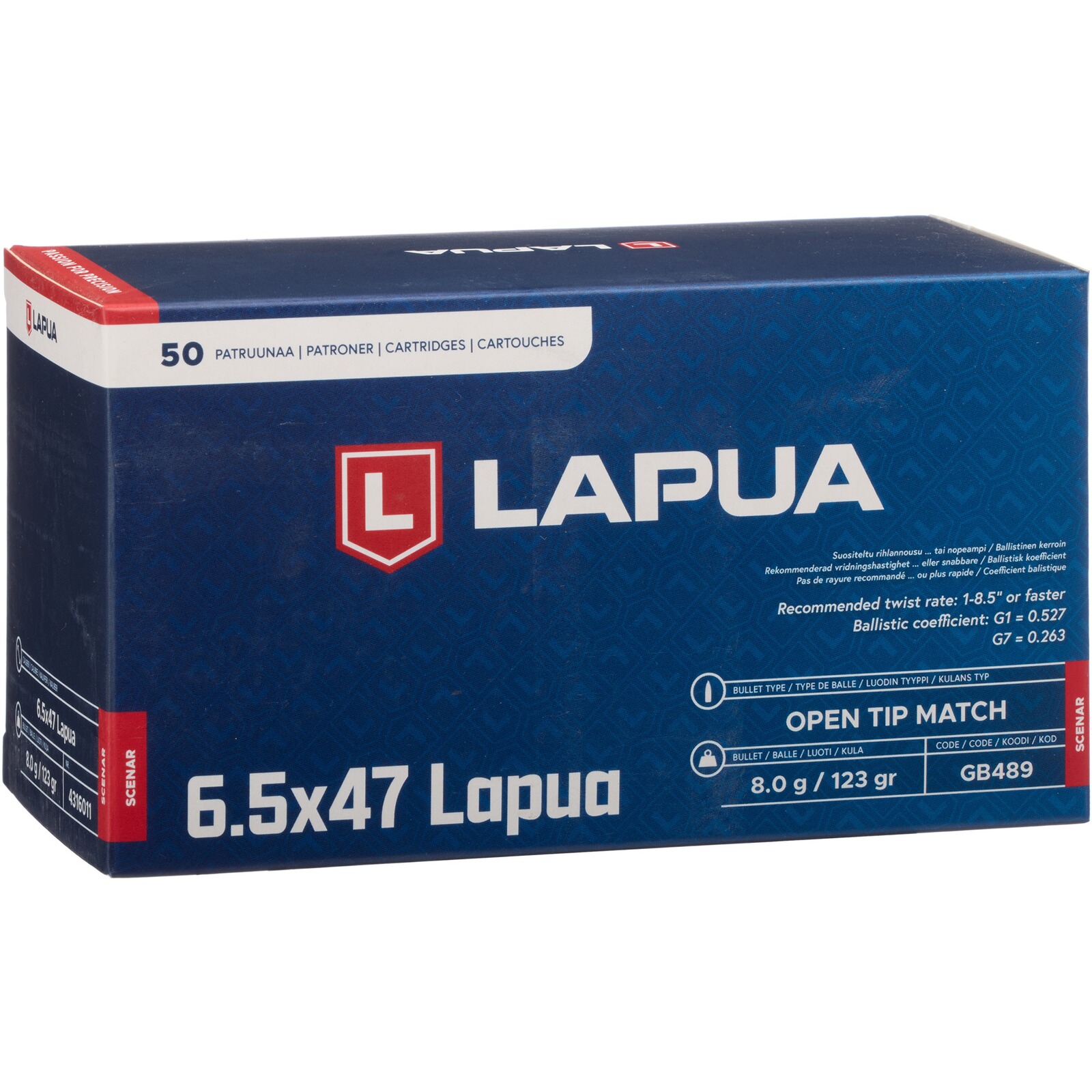 Lapua 6,5x47 Lapua Scenar OTM 8g/123grs., 50 Stück