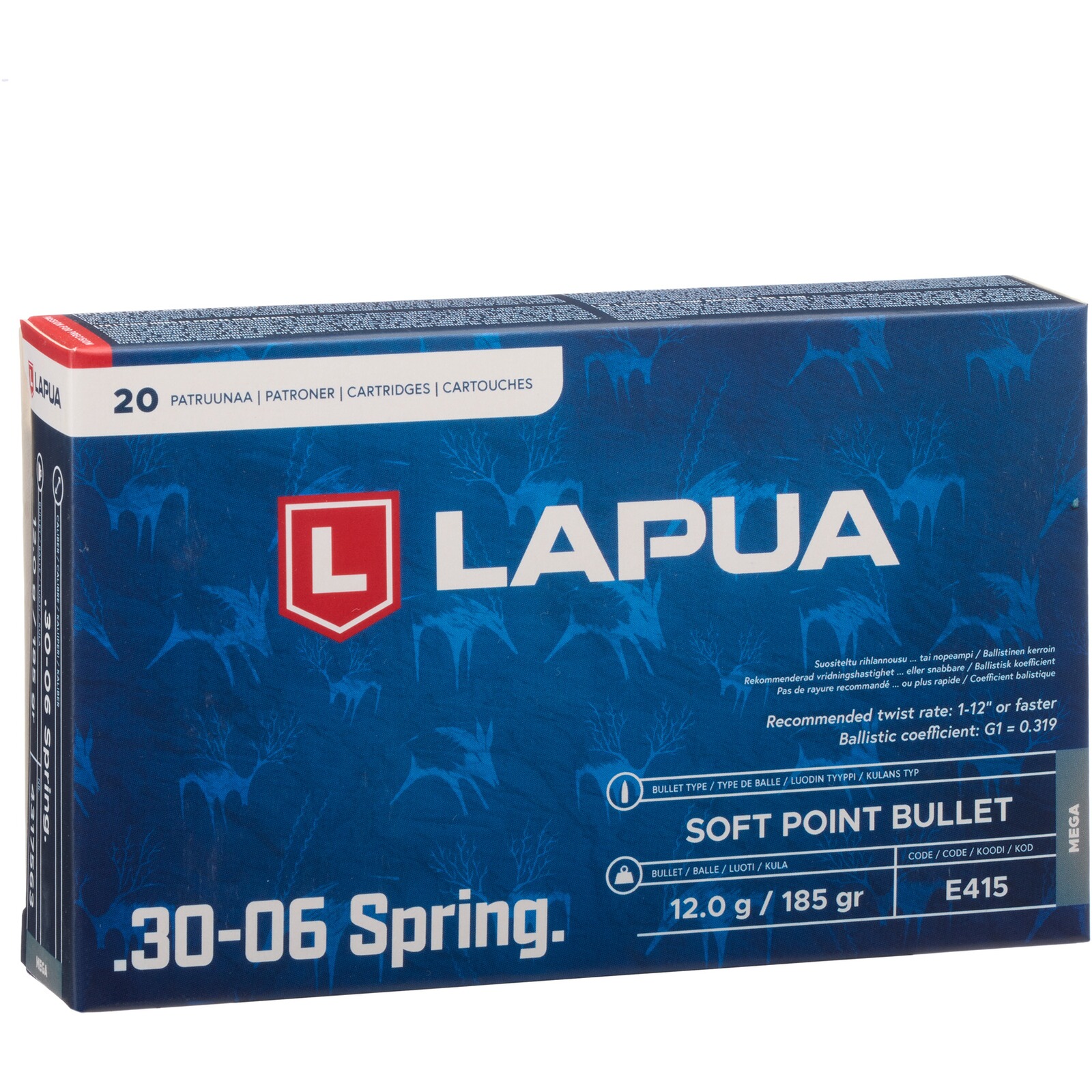 Lapua .30-06 Spr. Mega Teilmantel SP 12g/185grs., 20 Stück