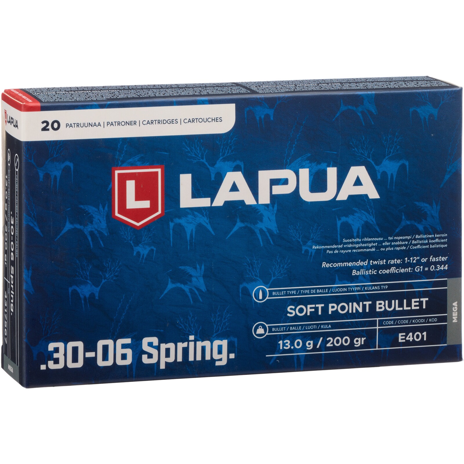Lapua .30-06 Spr. MEGA Teilmantel SP 13g/200grs., 20 Stück