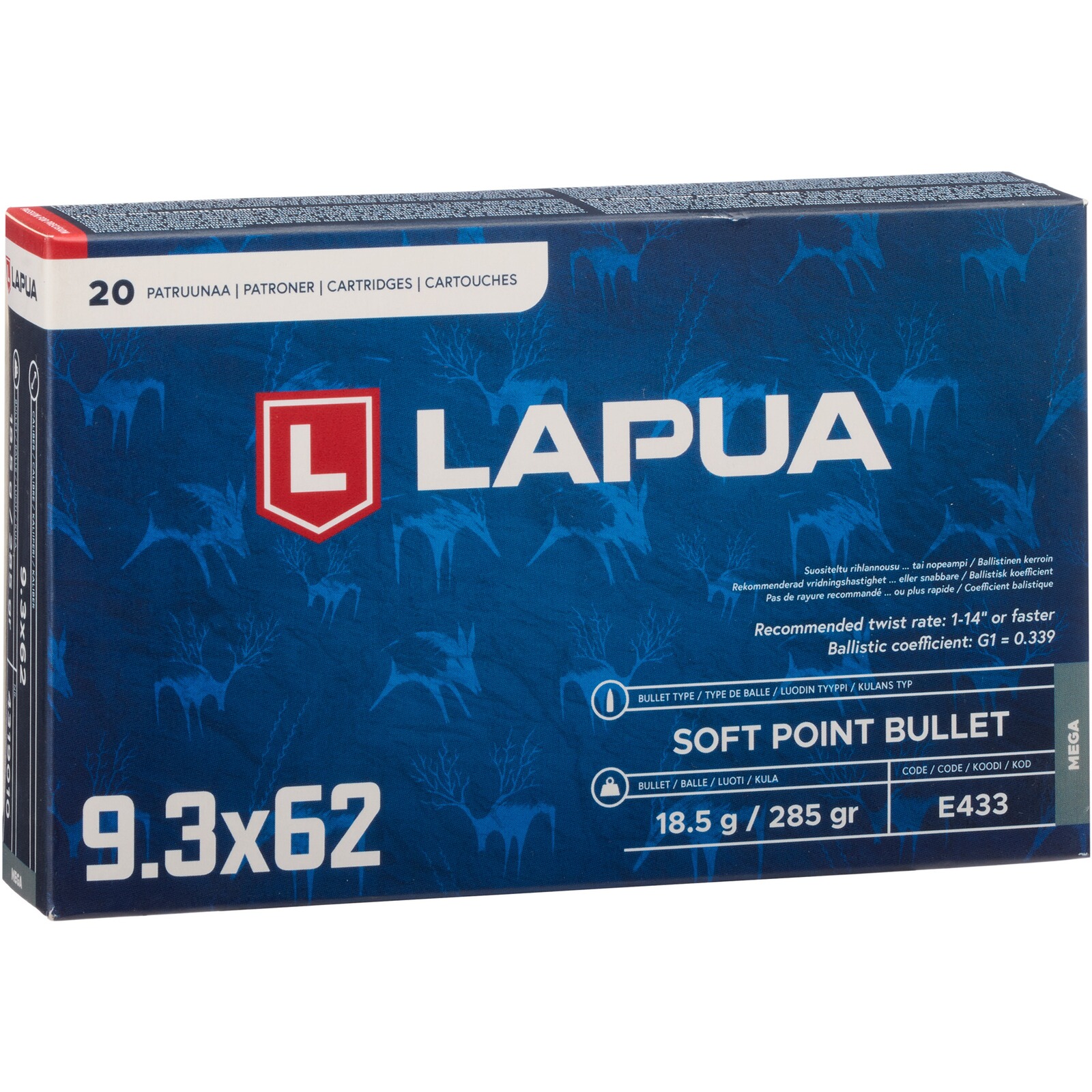 Lapua 9,3x62 Mega Teilmantel SP 18,5g/285grs., 20 Stück