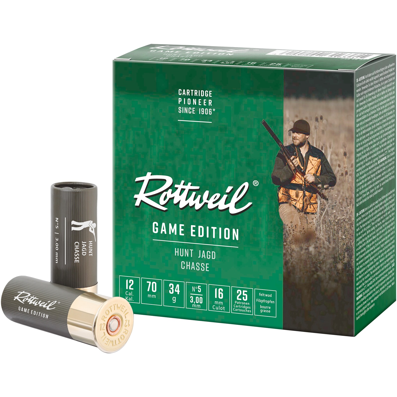 Rottweil 12/70 Game Edition Hunt 3,0mm 34g, 25 Stück
